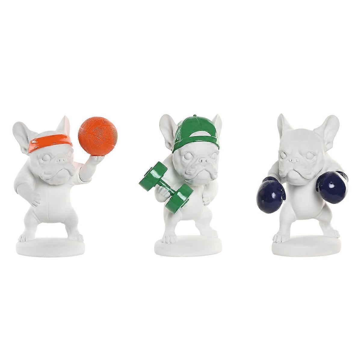 Decorative Figure Home ESPRIT White Multicolour Dog 17 x 13,5 x 24 cm (3 Units)