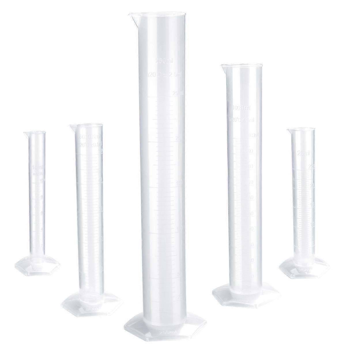 Plastic Measuring Cylinder Plastic Graduated Cylinder for Lab Use 5Pcs