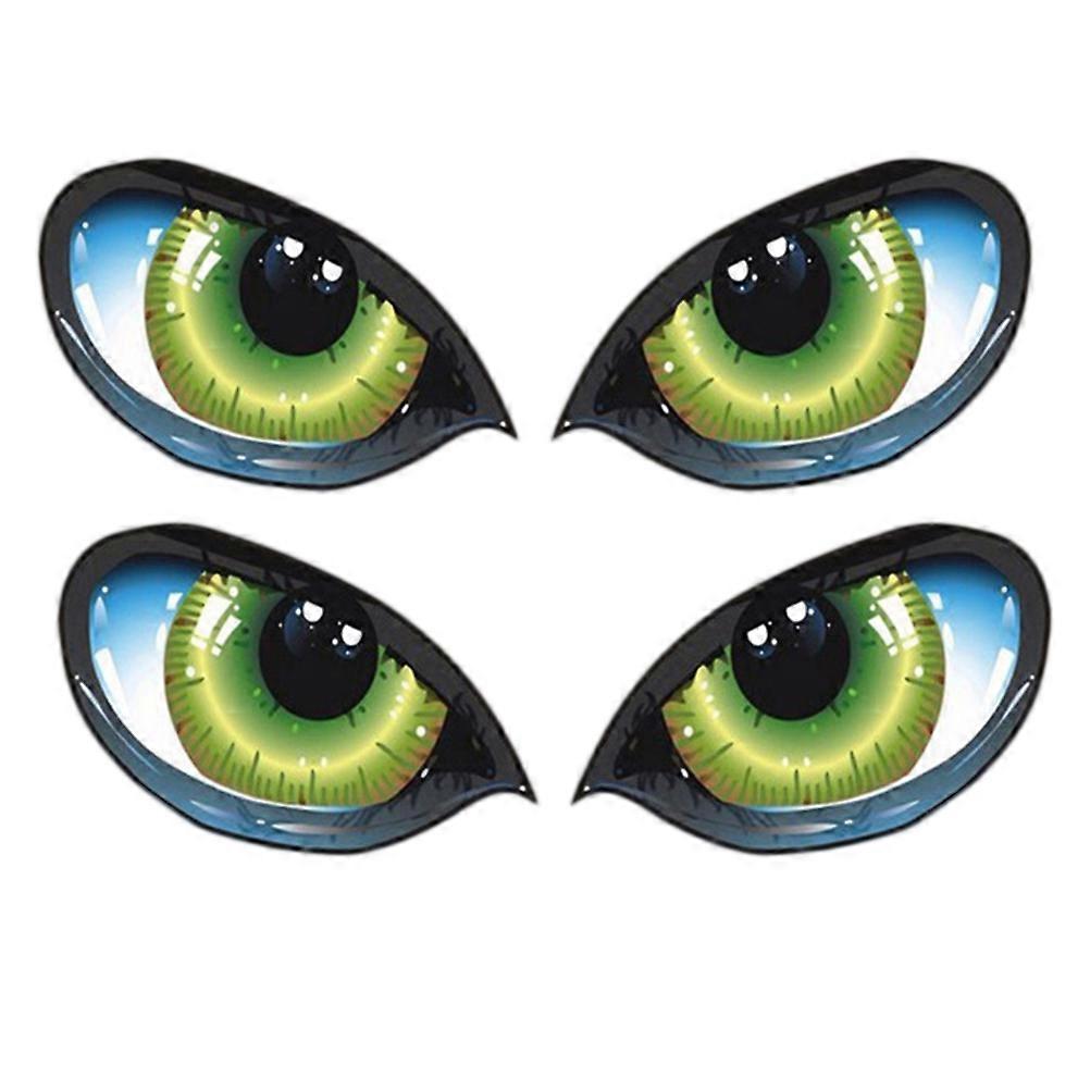 Funny Car Stickers 3D Simulation Rearview Mirror Eye Vehicle Decal 12.6*6.3cm Reflective Cat Eye Shape 2Pcs