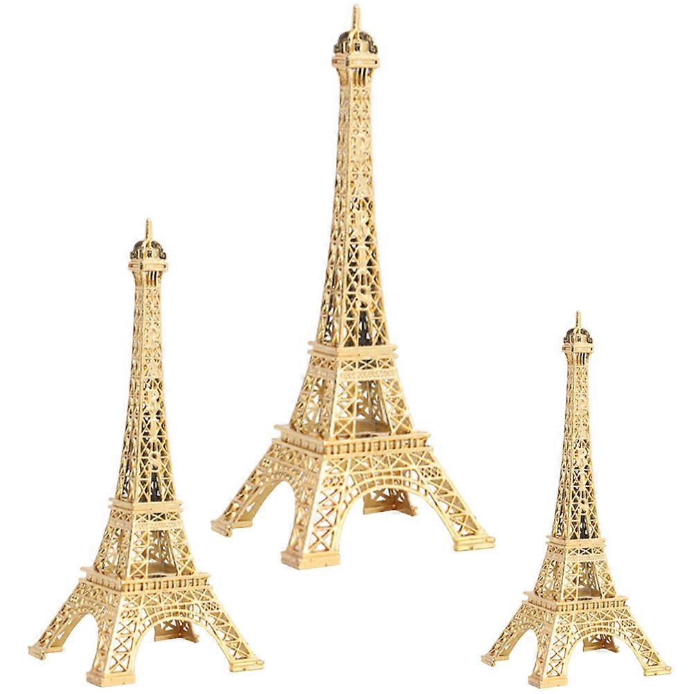 Desktop Ornament 12 Pcs Eiffel Tower Shape Decoration For Home And Office With Retro Appearance In Golden Finish
