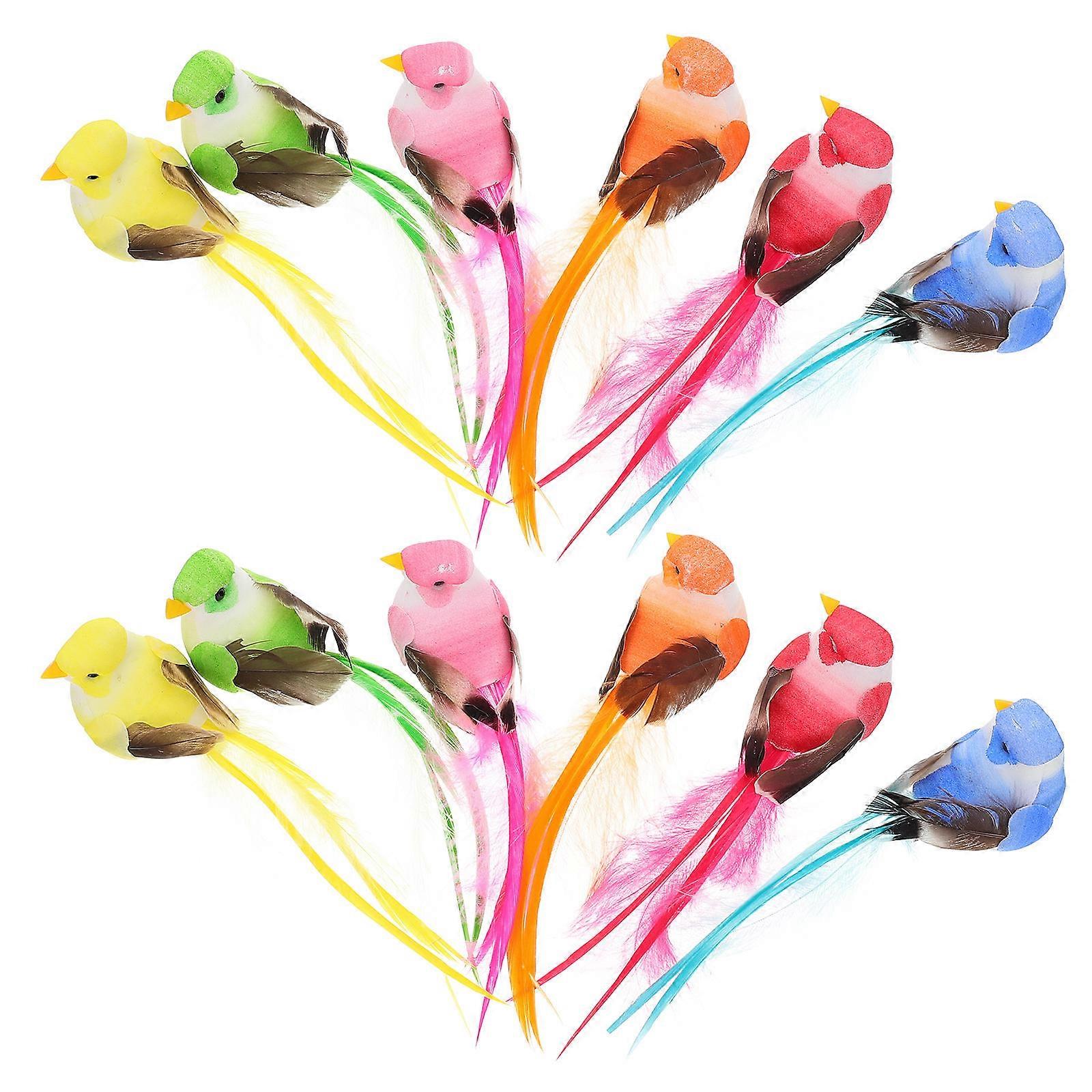 Artificial Bird Decors Decorative Bird Adornment for Outdoor Use 24Pcs