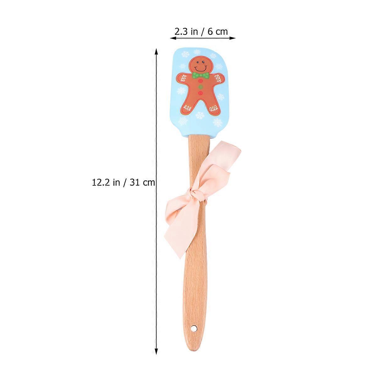 Christmas Silicone Spatula for Kitchen Use 2Pcs Wooden Handle Butter