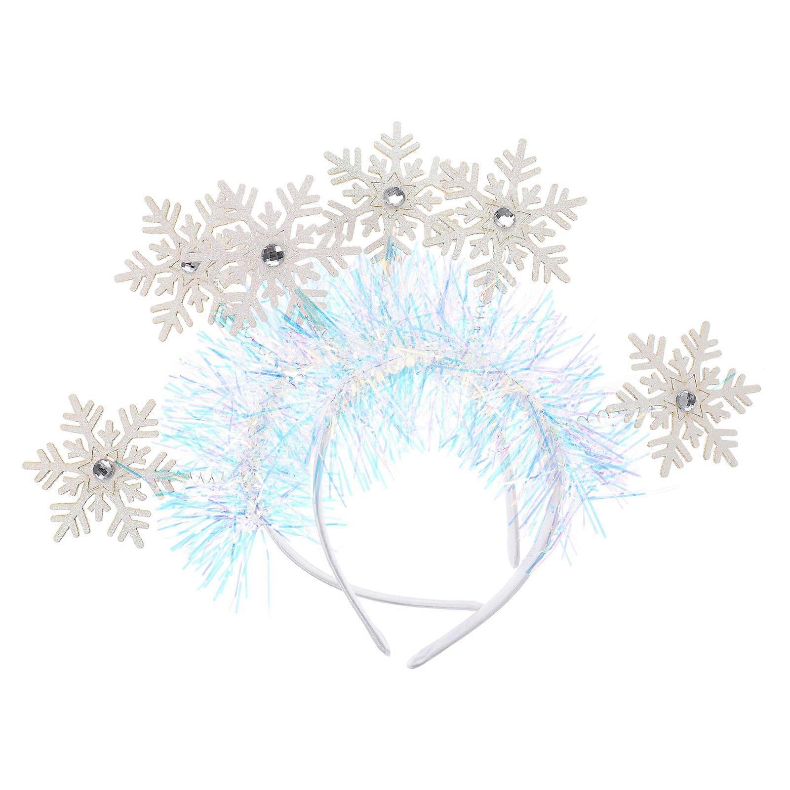Sparkly Snowflake Headband 2Pcs Assorted Color Felt Cloth Sparkling Snowflakes for Decoration