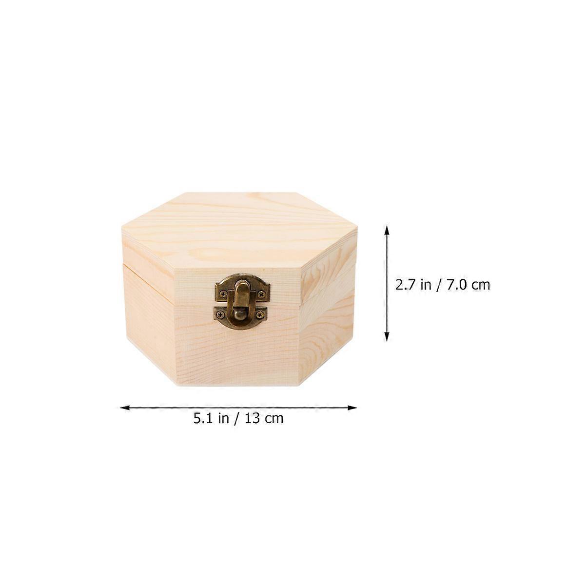Hexagonal Wood Case Small Decorative Soap Flower Box Storage Container For Home Decor 2 Pcs