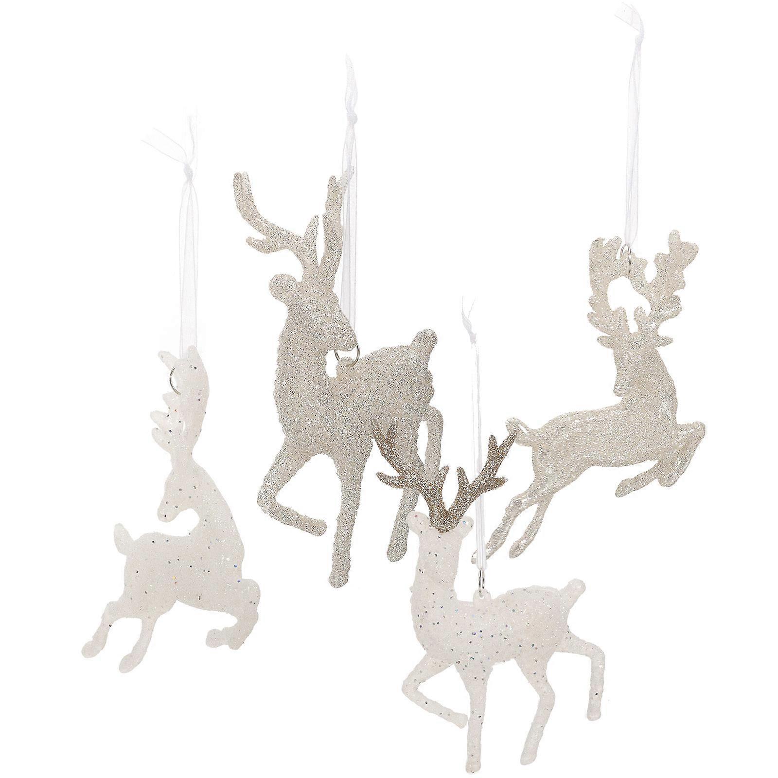 4Pcs Hanging Elk Statues Christmas Tree Accessories Decorative Pendant Assorted Color for Holiday Decor