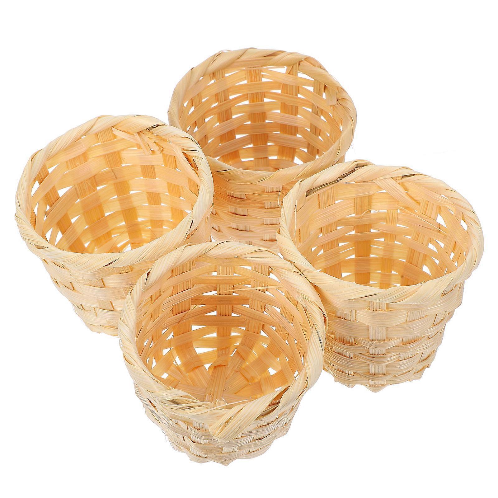 Bamboo Basket Small Woven Baskets for Desktop Storage 8Pcs Set