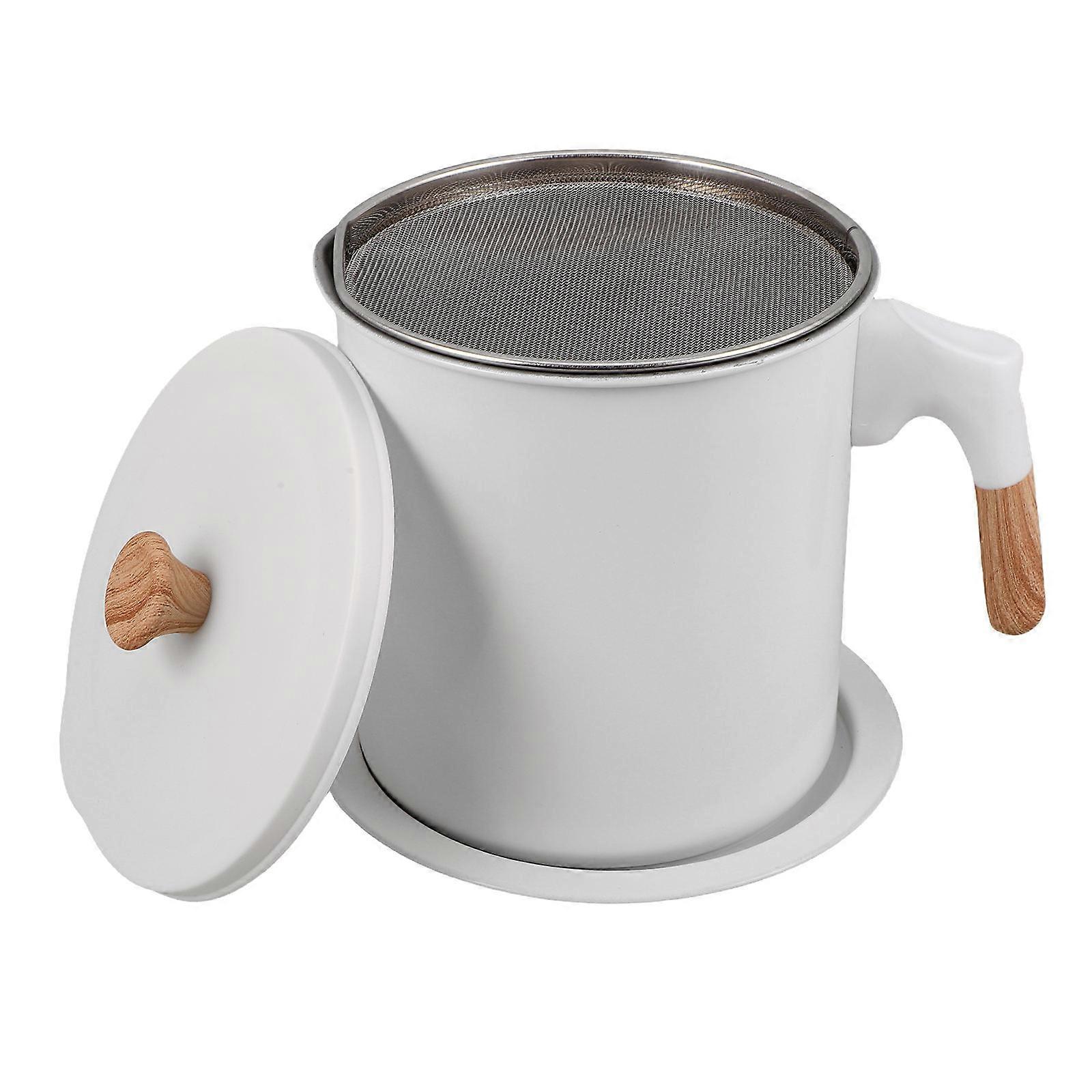 Kitchen Bacon Grease Container Stainless Steel Oil Filter Pot 3Pcs