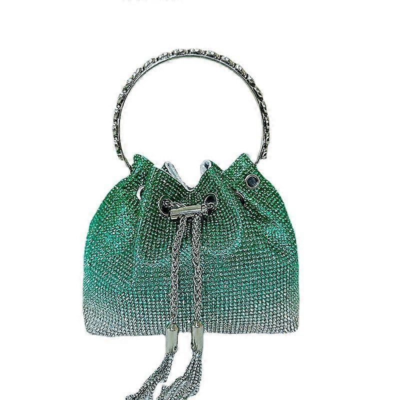 Hot Diamond Handbag Shiny Ring Handle Bucket Bag Gradient Diamond Chain One Shoulder Bag