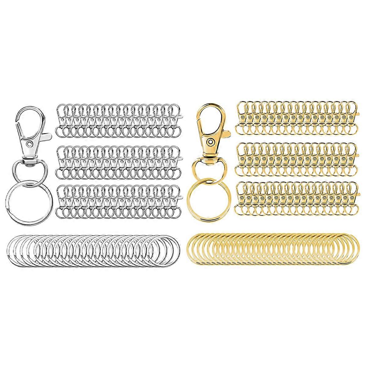 100Set Metal Swivel Snap Hooks with Key Rings