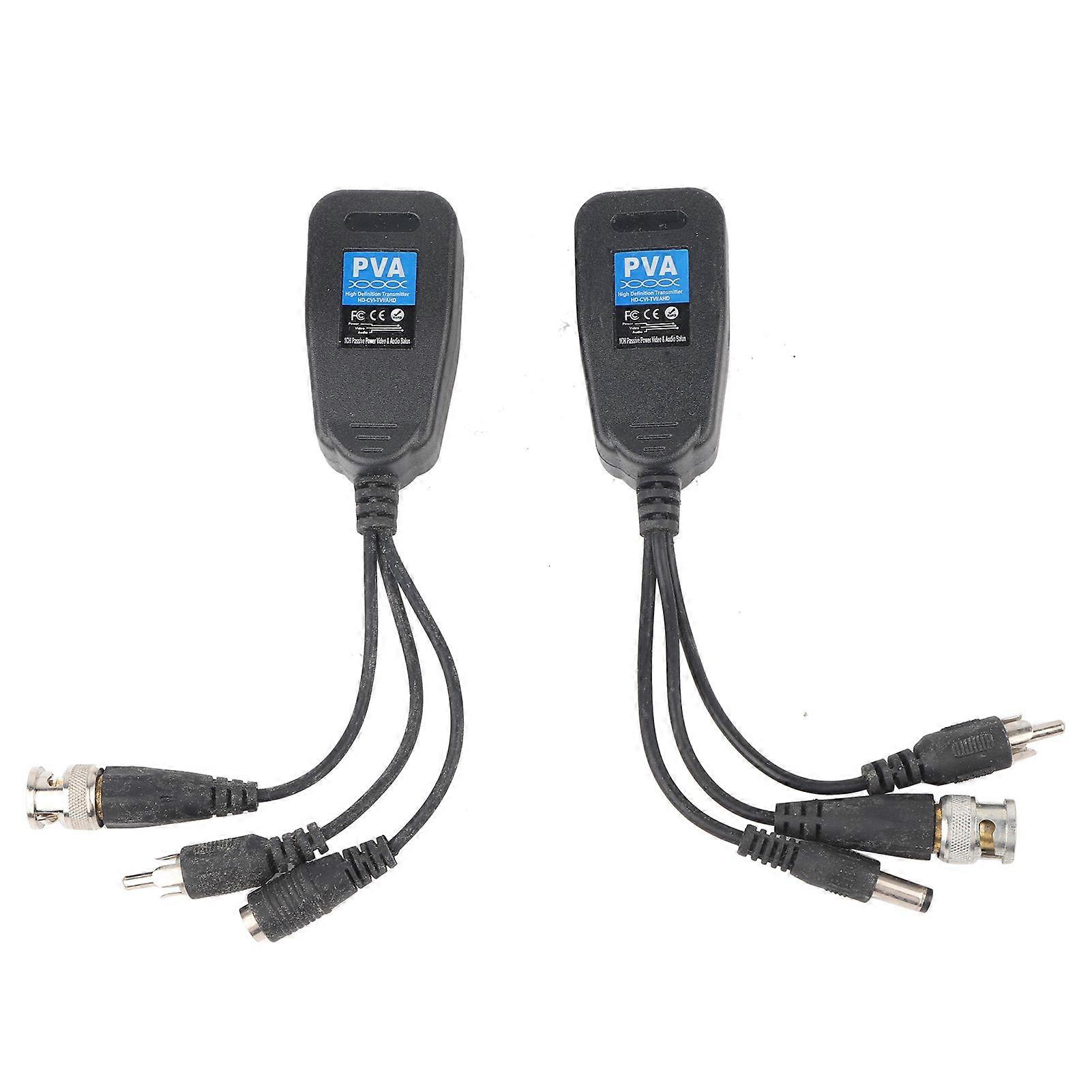 2Pcs HD CVI TVI AHD Passive Power Video Audio Balun Transceiver