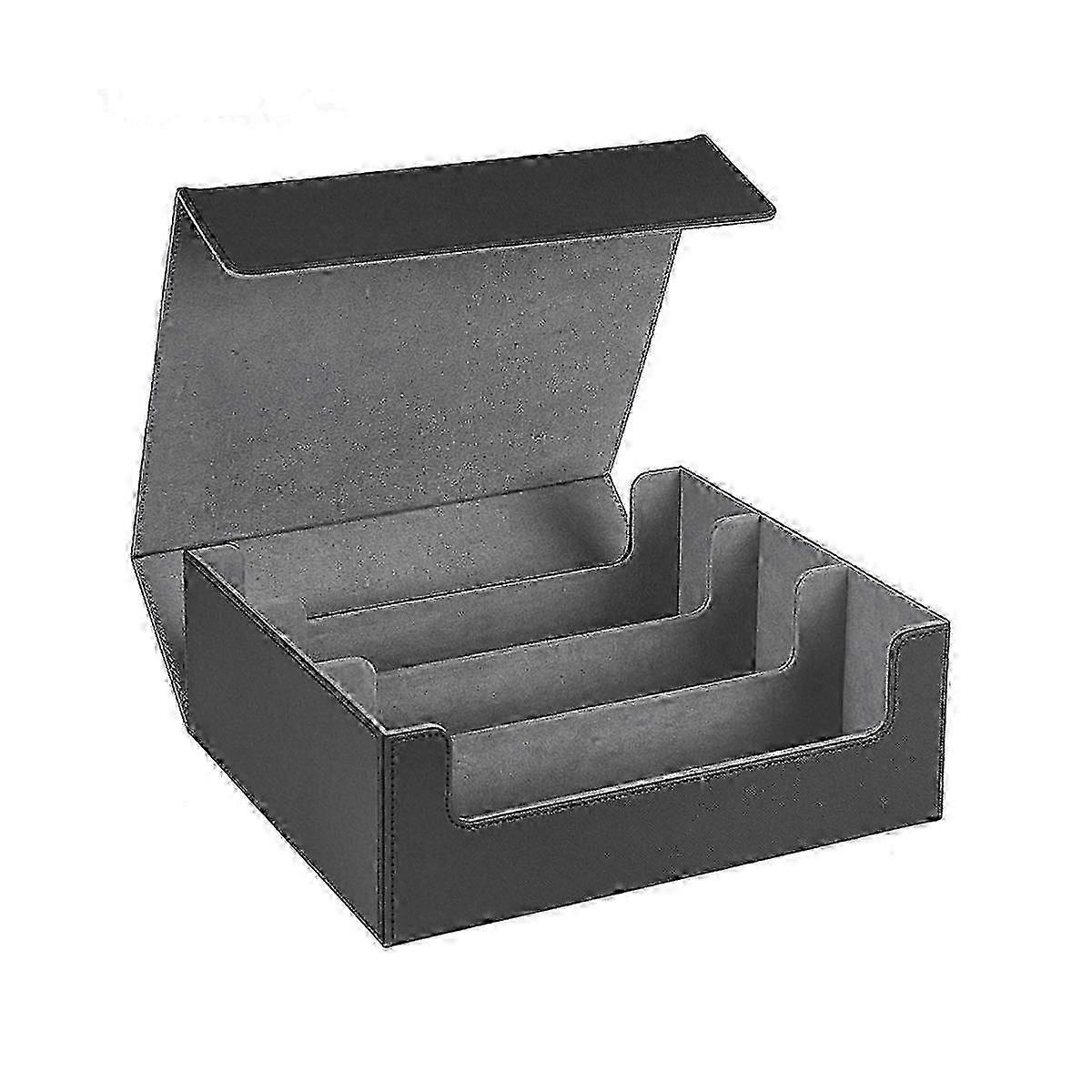 Exquisites Kartenspieletui für über 1800 Karten, kompatibel mit Sammelkarten, magnetische Kartenaufbewahrungsbox, Decketui mit seitlicher Öffnung von oben, Spielkartenbox, Schwarz + Grau