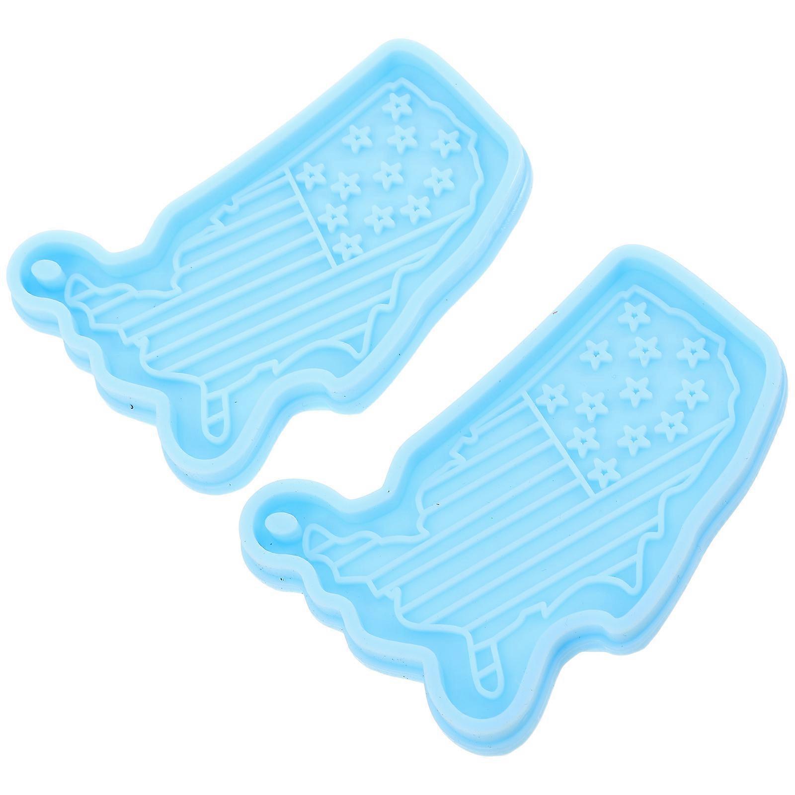 Independence Day Silicone Mold for DIY Resin 2Pcs Usa Map Keychain