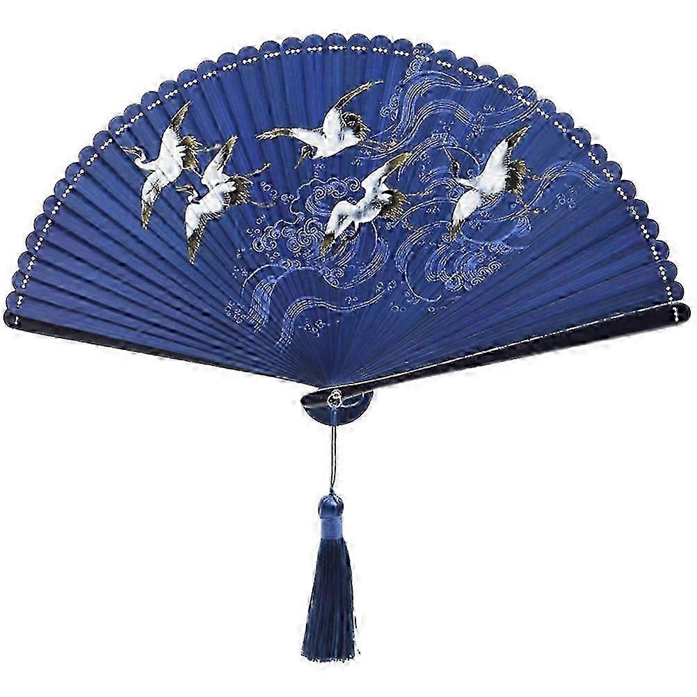 Crane Printing Folding Fan Style chinois Folding Fan Dancing Fan Décoratif Pliable Fan