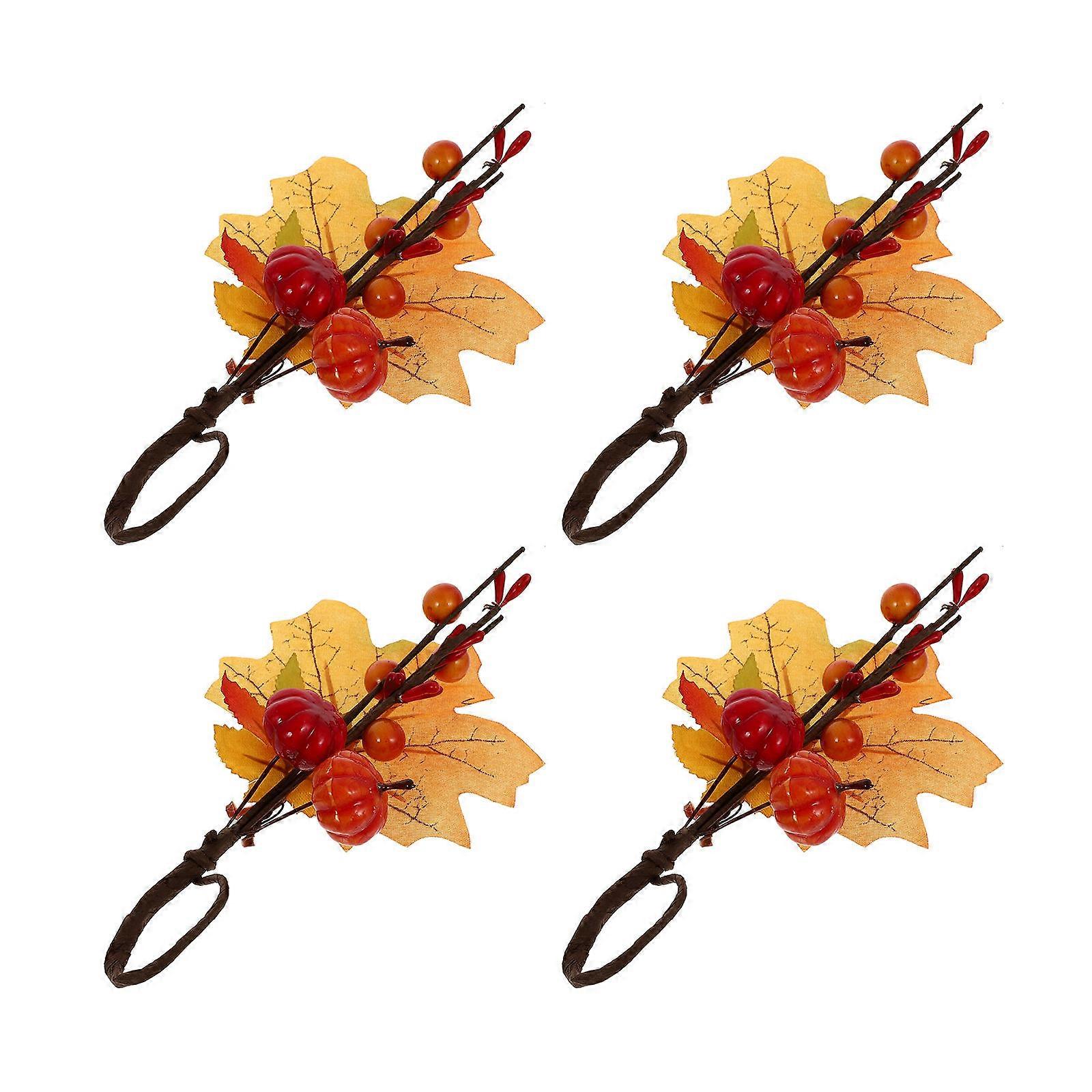 Festival Napkin Holder Maple Leaf Pumpkin Style for Dinner 4Pcs