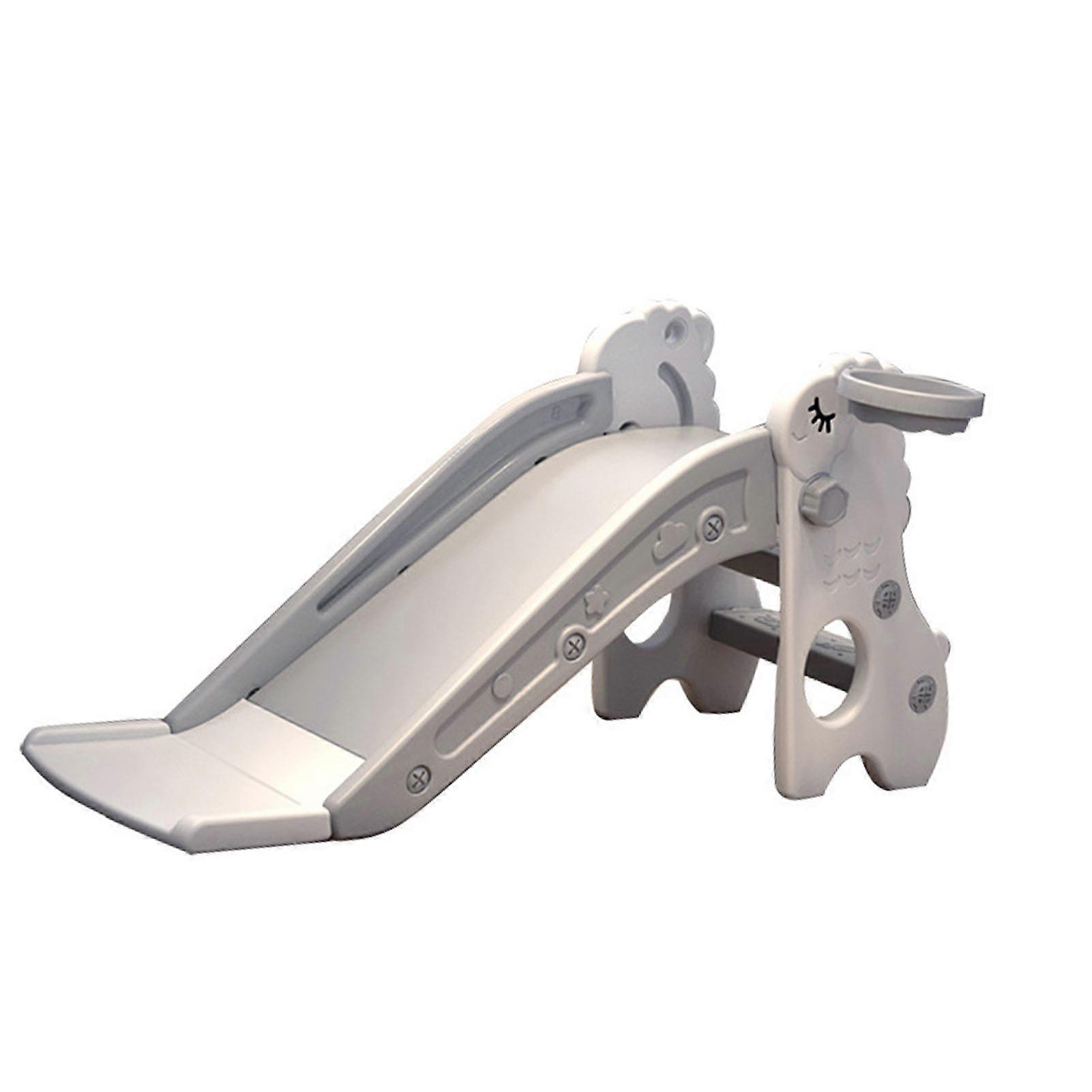 Indoor Toddler Slide with Basket Foldable Kids Playground 108x50x55cm White Gray