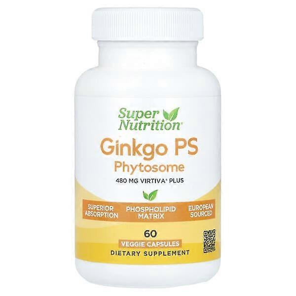Super Nutrition, Ginkgo PS Phytosome with Ginkgo Extract, 480 mg, 60 Veggie Capsules