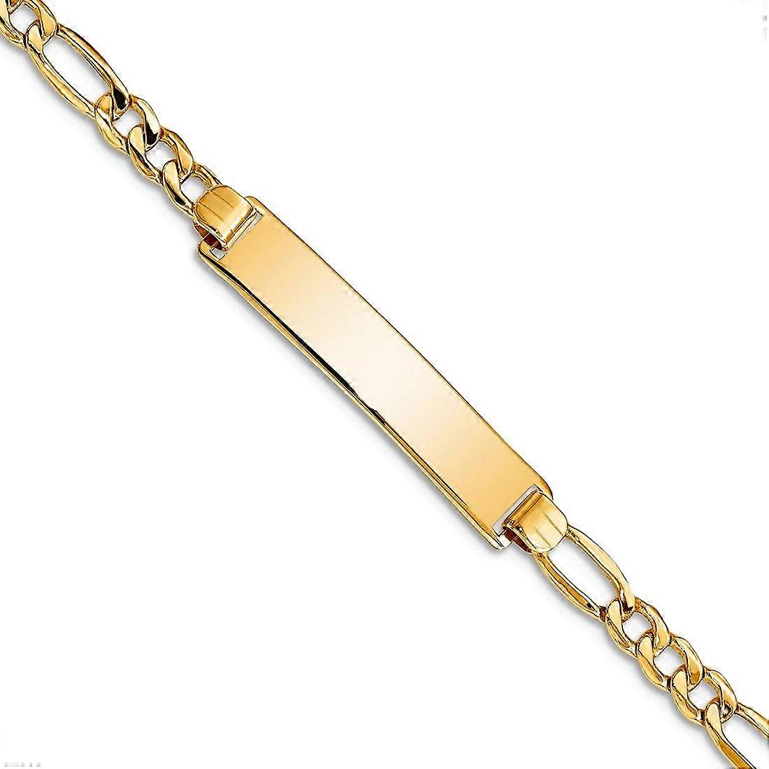 6.37mm 10KイエローゴールドセミソリッドフィガロリンクIDブレスレット識別-女性用ブレスレット-長さ:7〜8