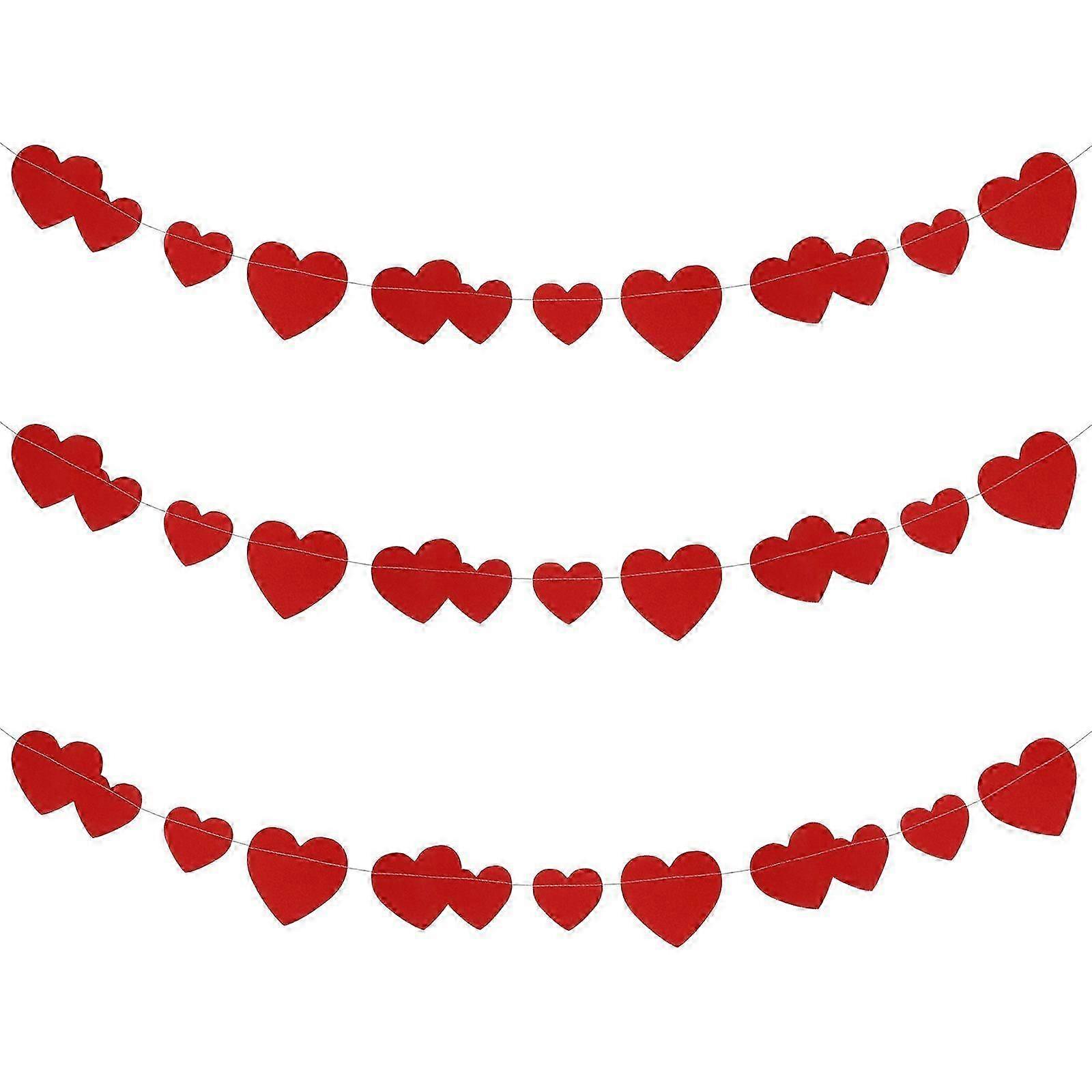 3pcs Heart Shape Paper String Banner Paper Banner Heart Shape Hanging Banner