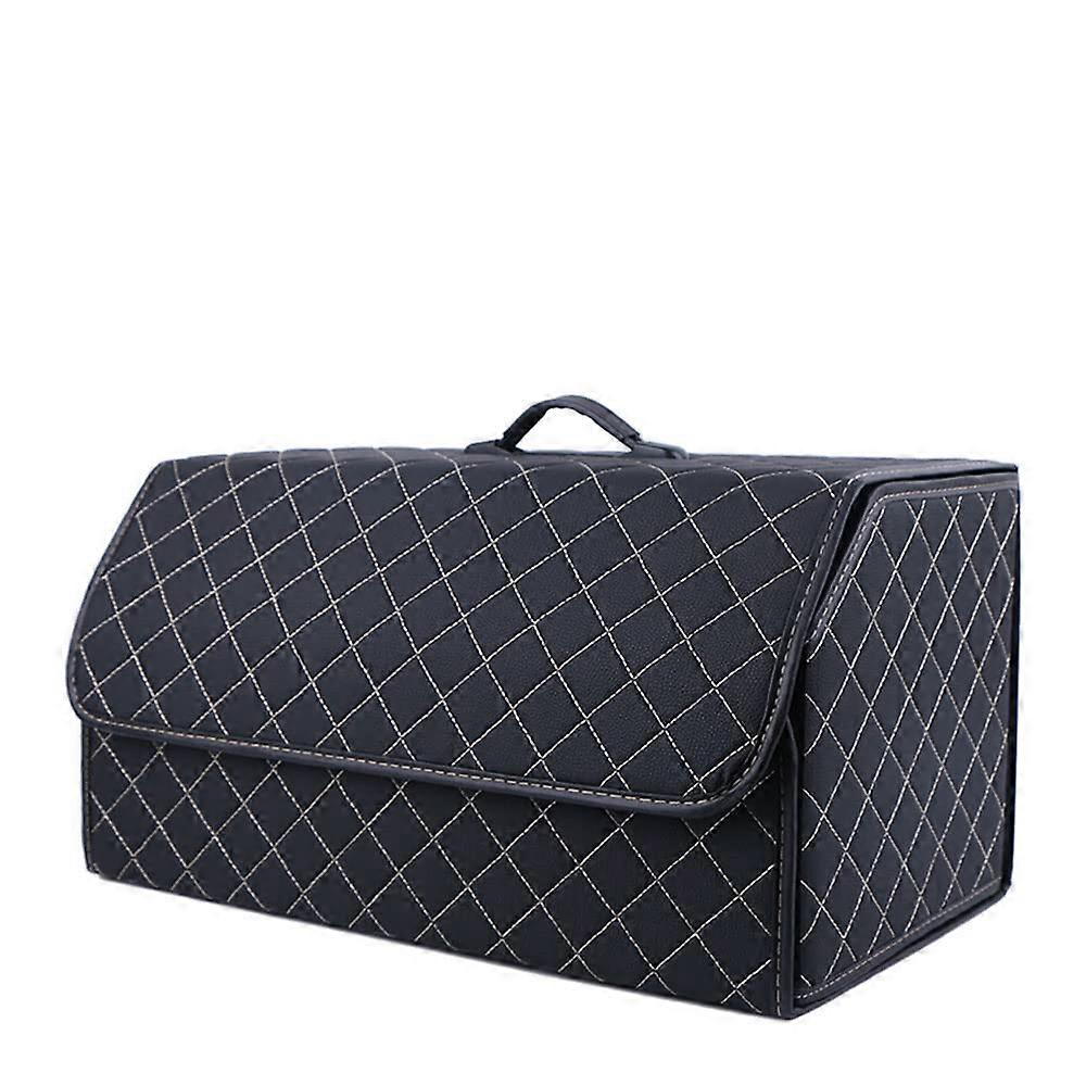 Car Leather Boot Bags Trunk Organizer Box Compatible with CClass Model Foldable Beige Style L