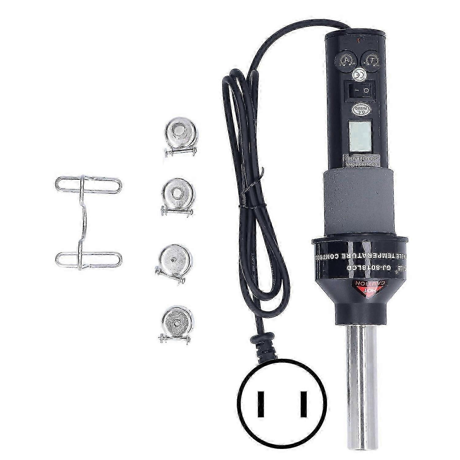 6Pcs Hot Air Gun LCD Digital Display Adjustable Portable Heating Tool Set Kit for SolderingUS Plug 110V