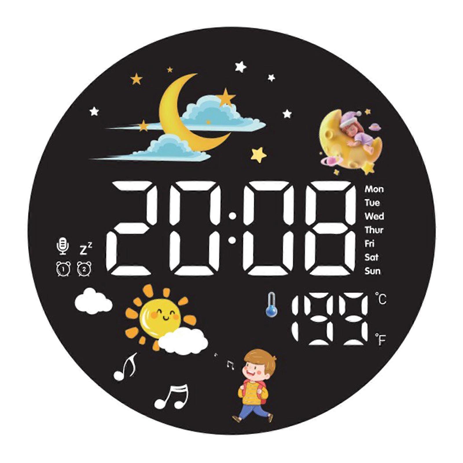 25cm White LED Wall Clock with Temperature Display Noiseless Movement USB Powered Minimalist Living Room Clock Multicolor