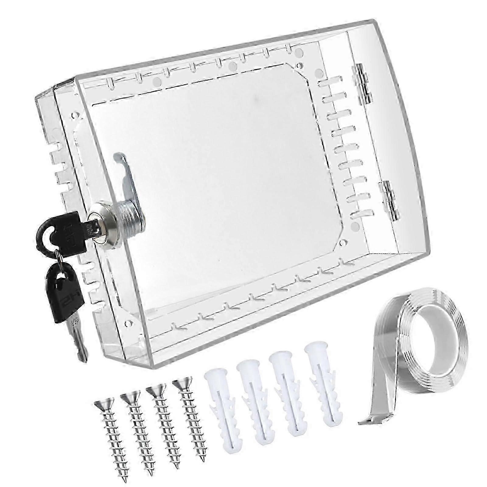 Transparent Thermostat Lock Box with Key Set - Secure Wall-Mounted Cover for Home & Office Thermostat Protection