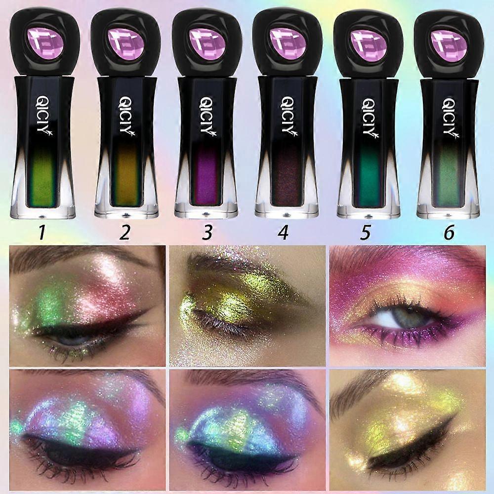 6pcs Diamond Chameleon Liquid Eyeshadow Set, Intense Color Shifting Multichrome Eyeshadow, Highly Pigment Metallic Long Lasting Quick-Drying No Creasi