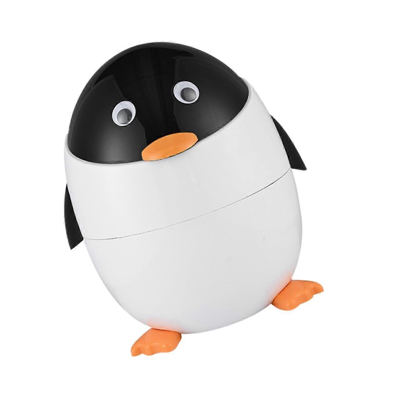 Cute Penguin Waste Can Large Kitchen Trash Bin With Lid Modern Bedroom Storage