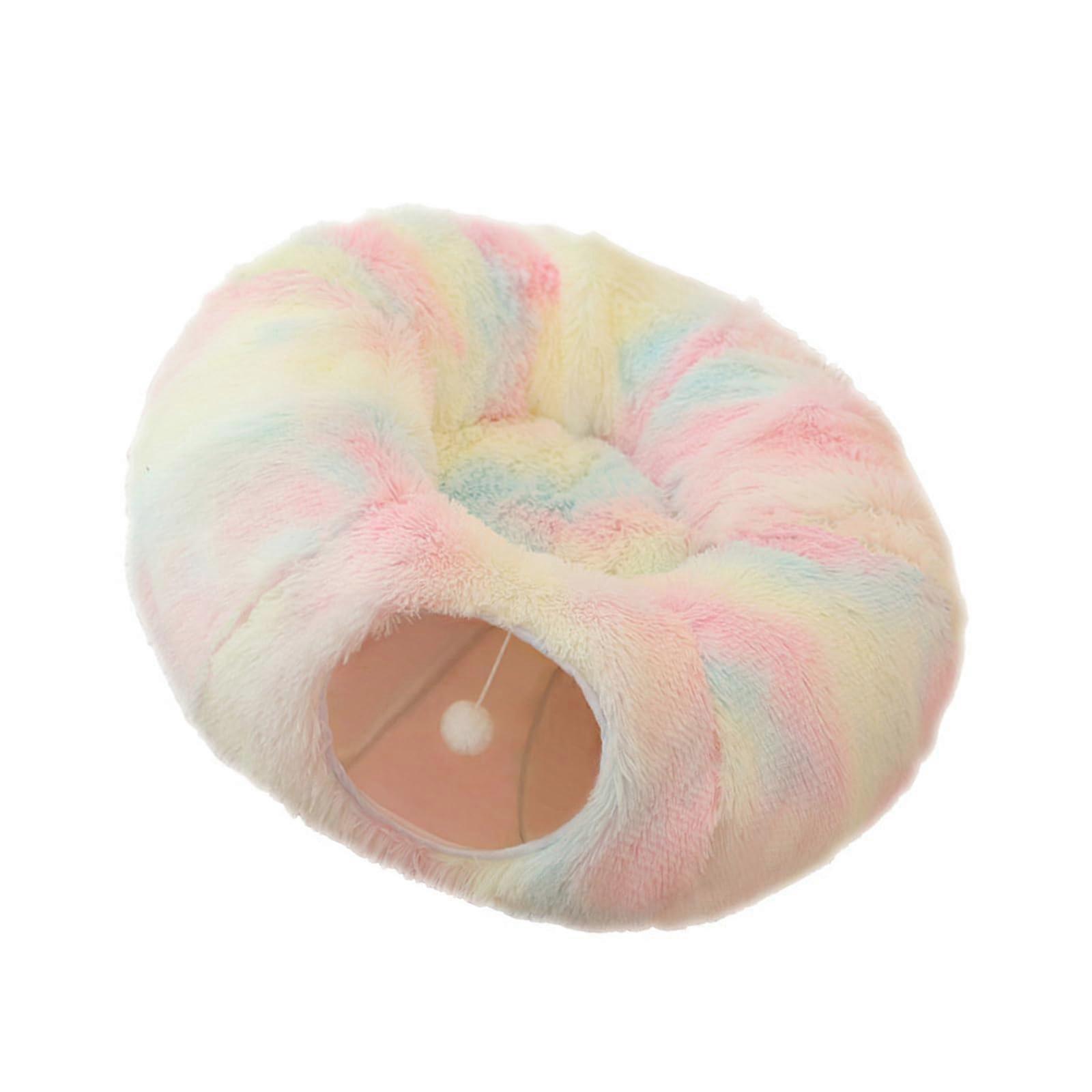 Pet Resting Hideaway Bed For Small And Large Pets Plush Cave Style Nest For Dogs And Cats Rainbow Color