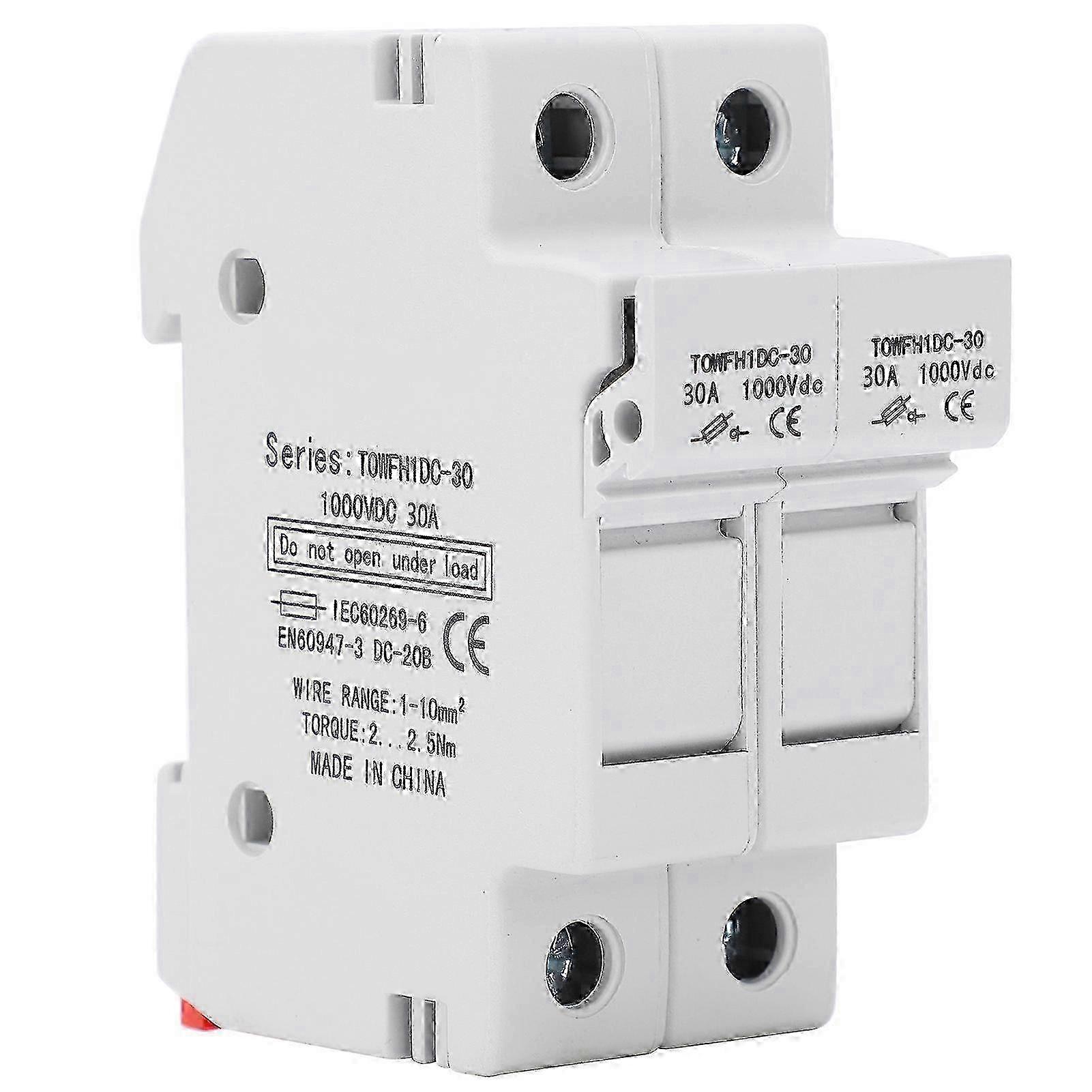 2 Pole DIN Rail Mount Fuse Holder Base for Power Distribution Control Equipment 1000VDC 2P3A