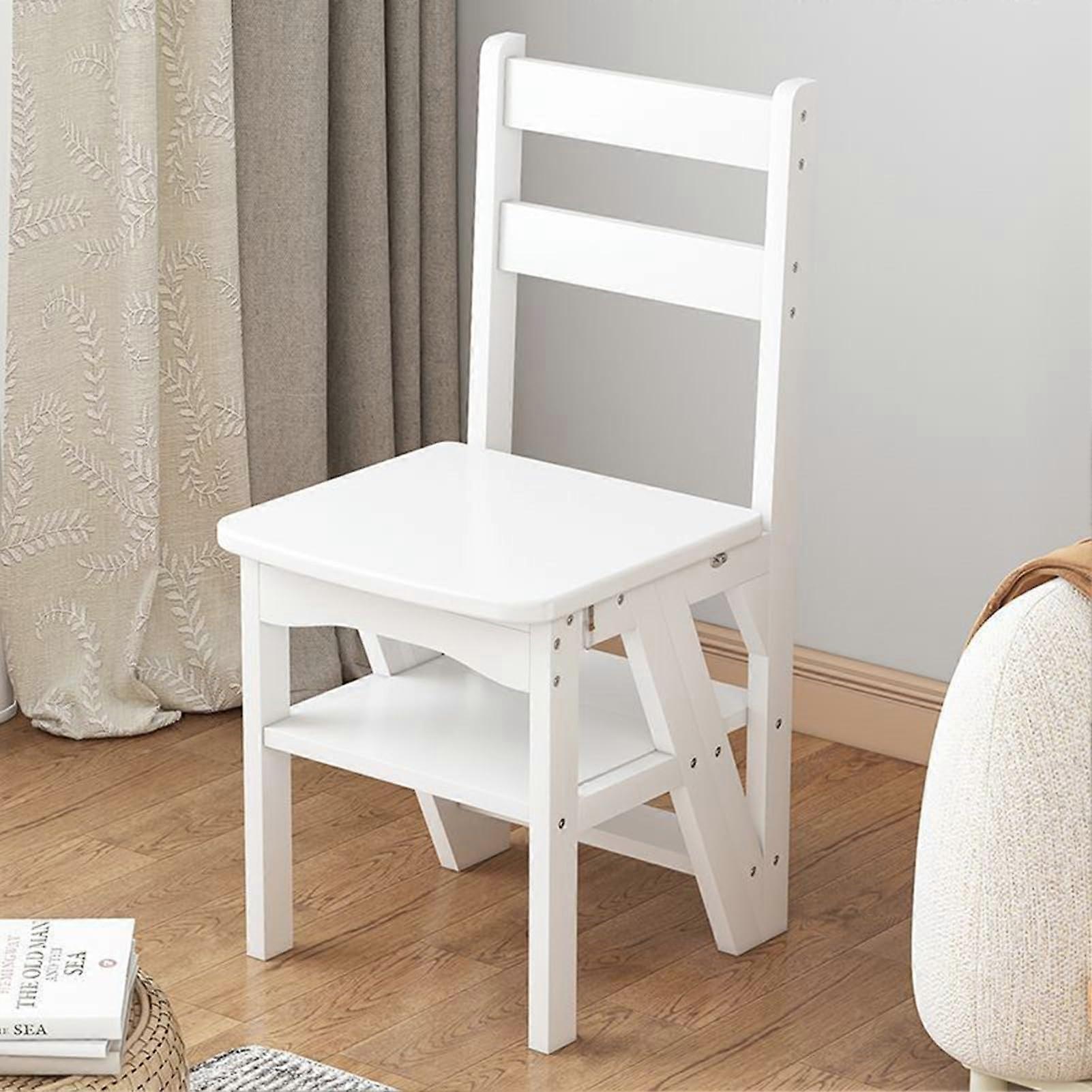 Wooden Folding Step Ladder Chair 4Tier Display Shelf MultiFunctional Step Stool 265 Lbs Capacity Style 3 One Size