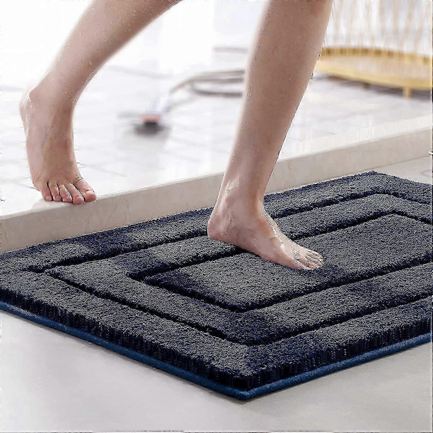 Microfiber Bathroom Mat Rug, Blue, Thick Soft Absorbent Bath Mats 20x32