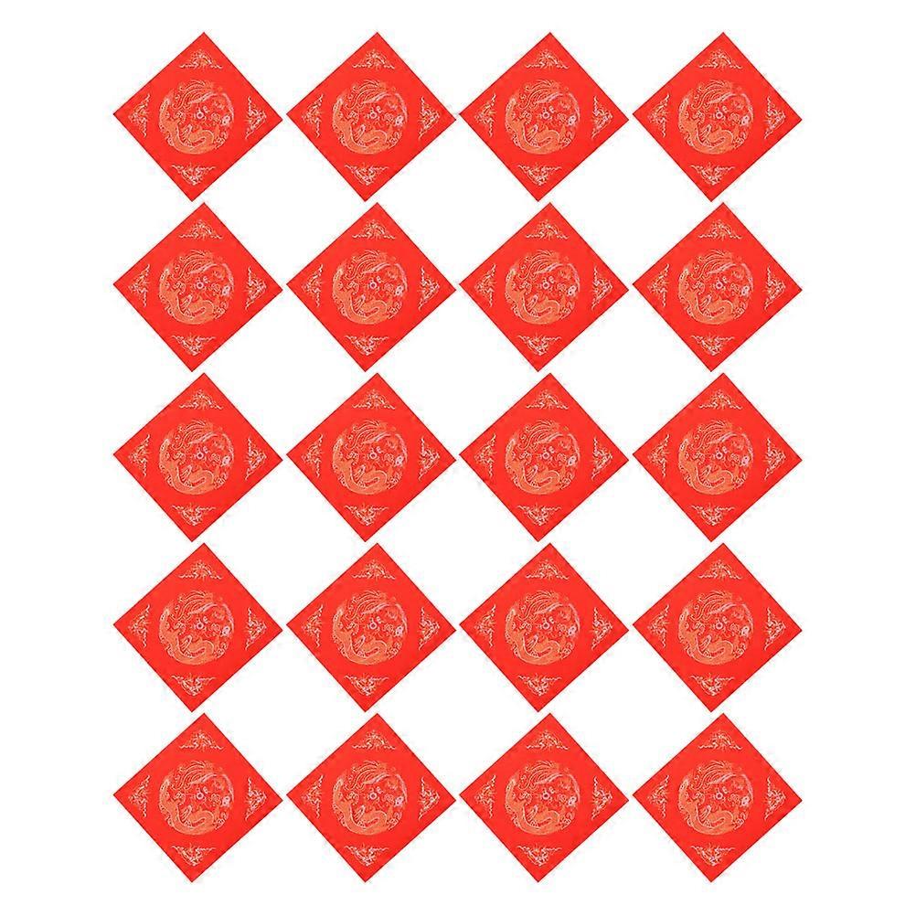 Calligraphy Paper Red Fu Character Paper for Writing 20Pcs Chinese New Year Decorations