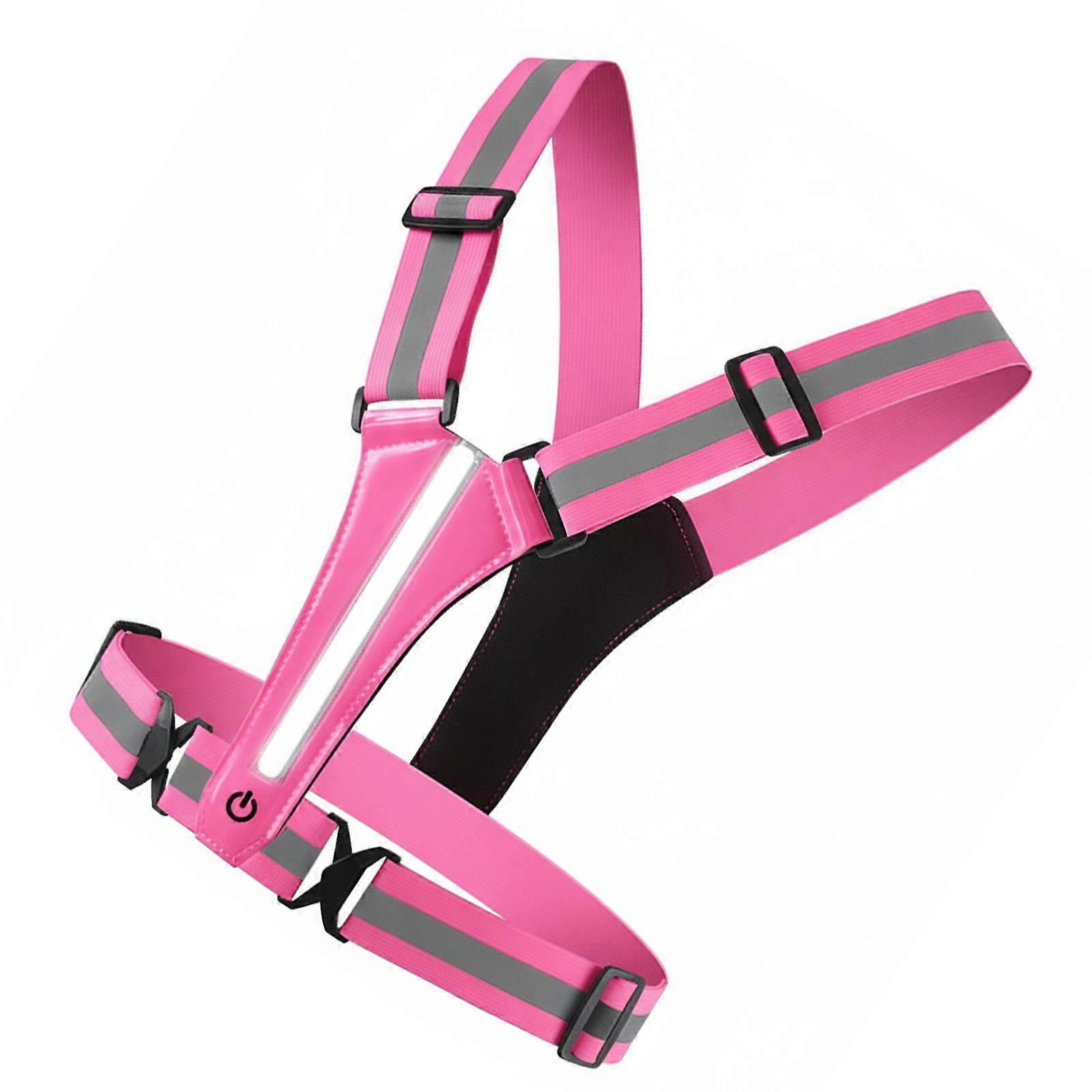 High Brightness Reflective Exercise Vest USB Charging System For Secure Nighttime Cycling Running Adventures  Pink