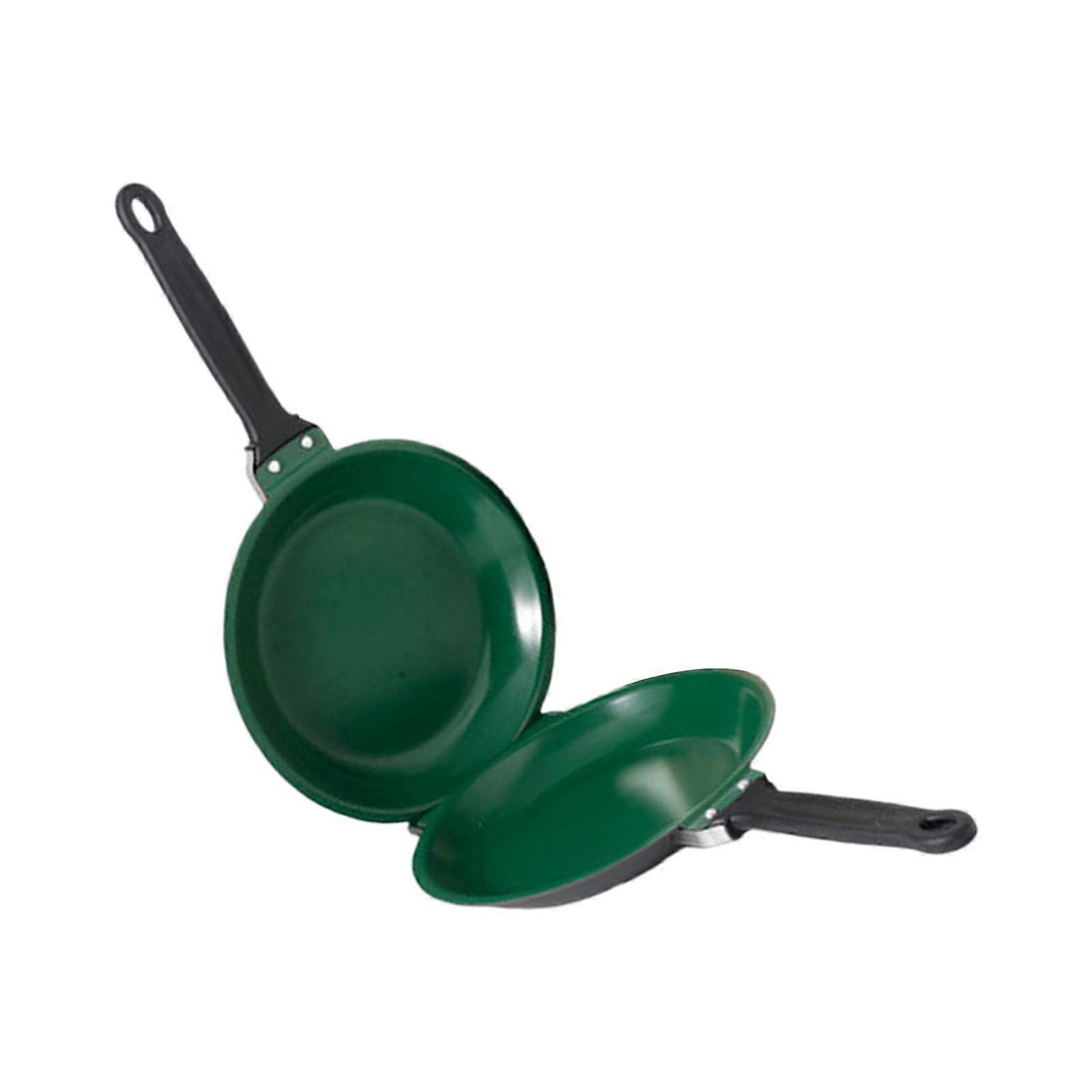 Space Saving Breakfast Pan For Efficient Meal Preparation And Easy Cleaning Double-Sided Frying Pan  Green