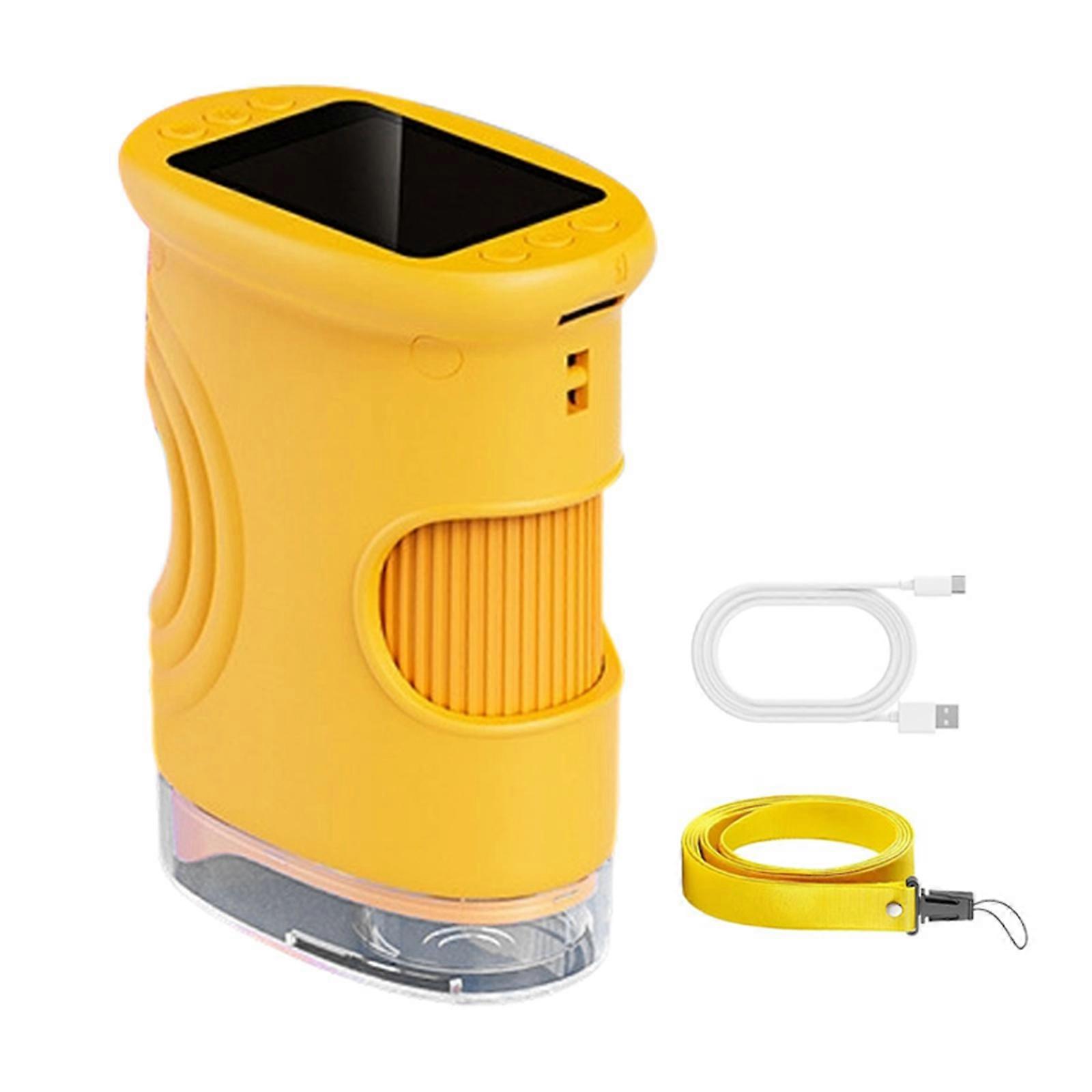 Lab Grade Kids Instrument 1000X Magnification Manual Concentration Structure 600mAh Battery 8 LED Approaches Science Discovery Tool  Yellow