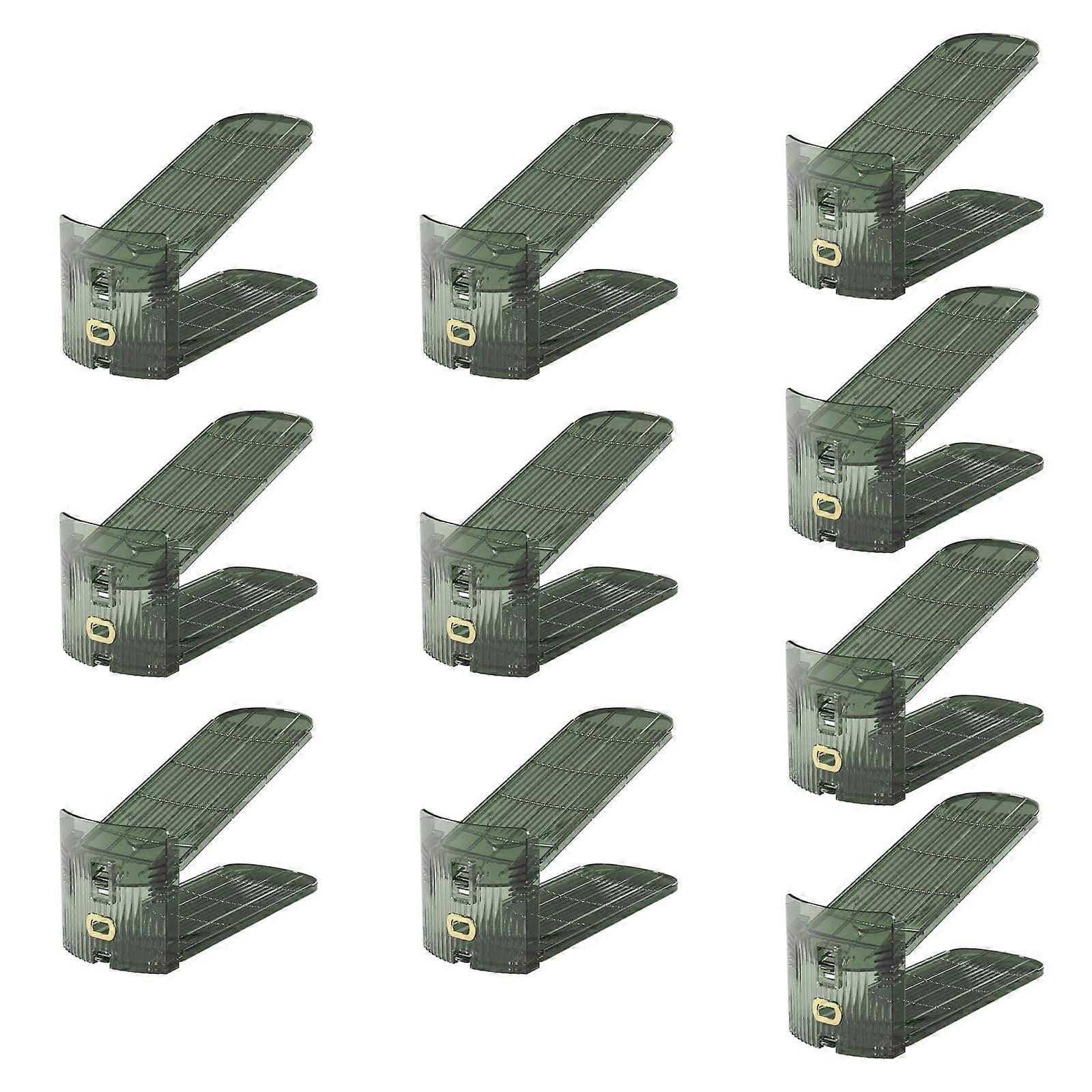 10Pcs Clear Shoe Organization Stacker Shoe Rack Organizers Clear Space Saving Shoe Rack for Various Shoe Types  Transparent green