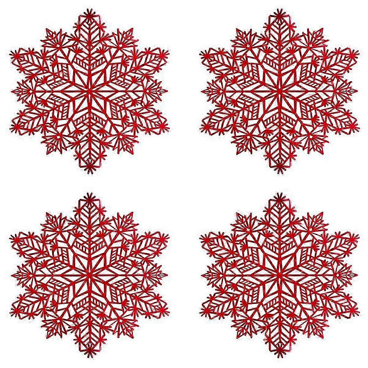 Snowflake Placemats Decorations Red Snowflake Tablemats Kitchen Table Mats for Christmas Holiday We