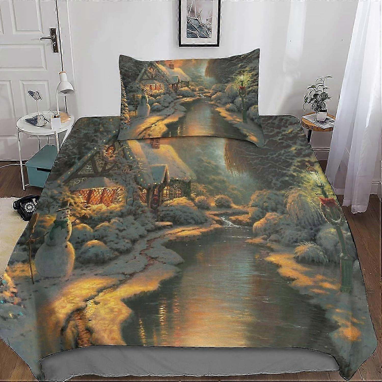 غطاء لحاف مثير للاهتمام ، طقم مفروشات مطبوعة مبتكرة ، أطقم أغطية لحاف من الألياف الدقيقة ، طقم مفروشات مع غطاء وسادة مع إغلاق 135 * 200 سم