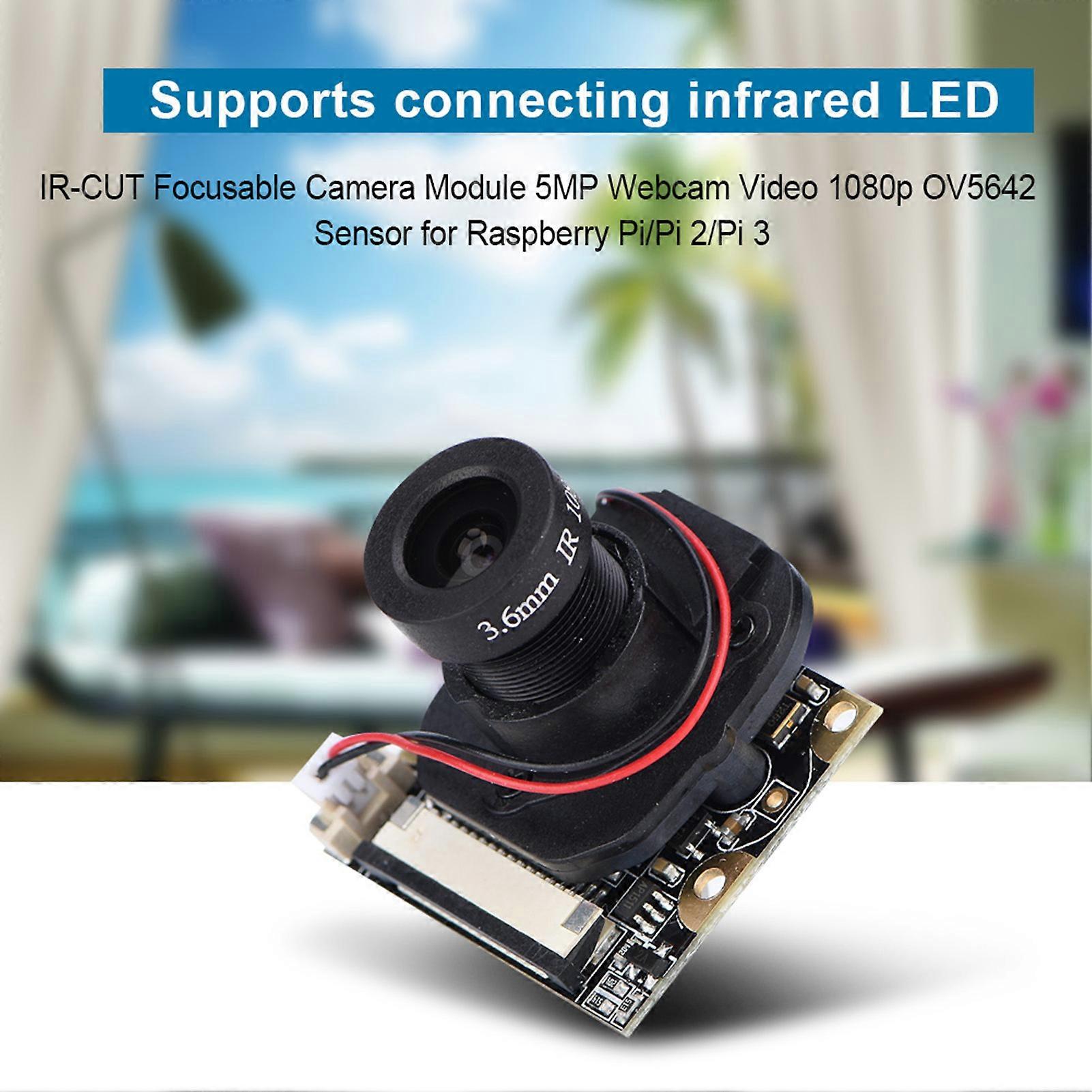 IR cut Focusable Camera Module 5MP Webcam Video 1080p OV5642 Sensor for Raspberry Pi/Pi 2/Pi 3