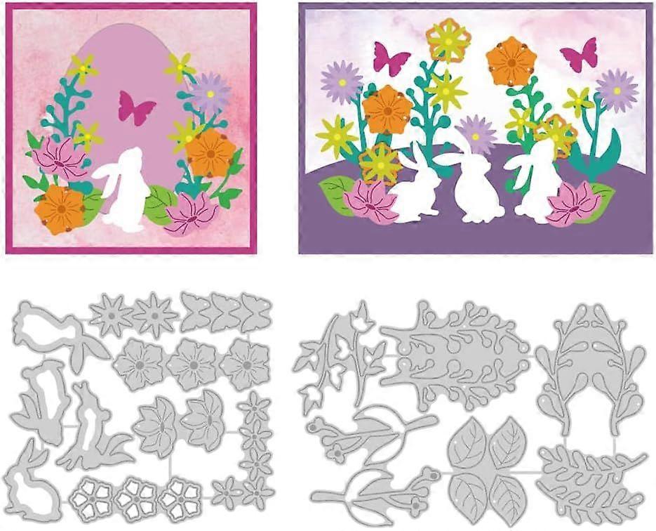 Easter Bunny Die Cuts for Card Making Rabbit Flower Carbon Steel Frame Die Cuts Cartoon Cutting Dies Scrapbooking Embossing Template Dies for Easter G