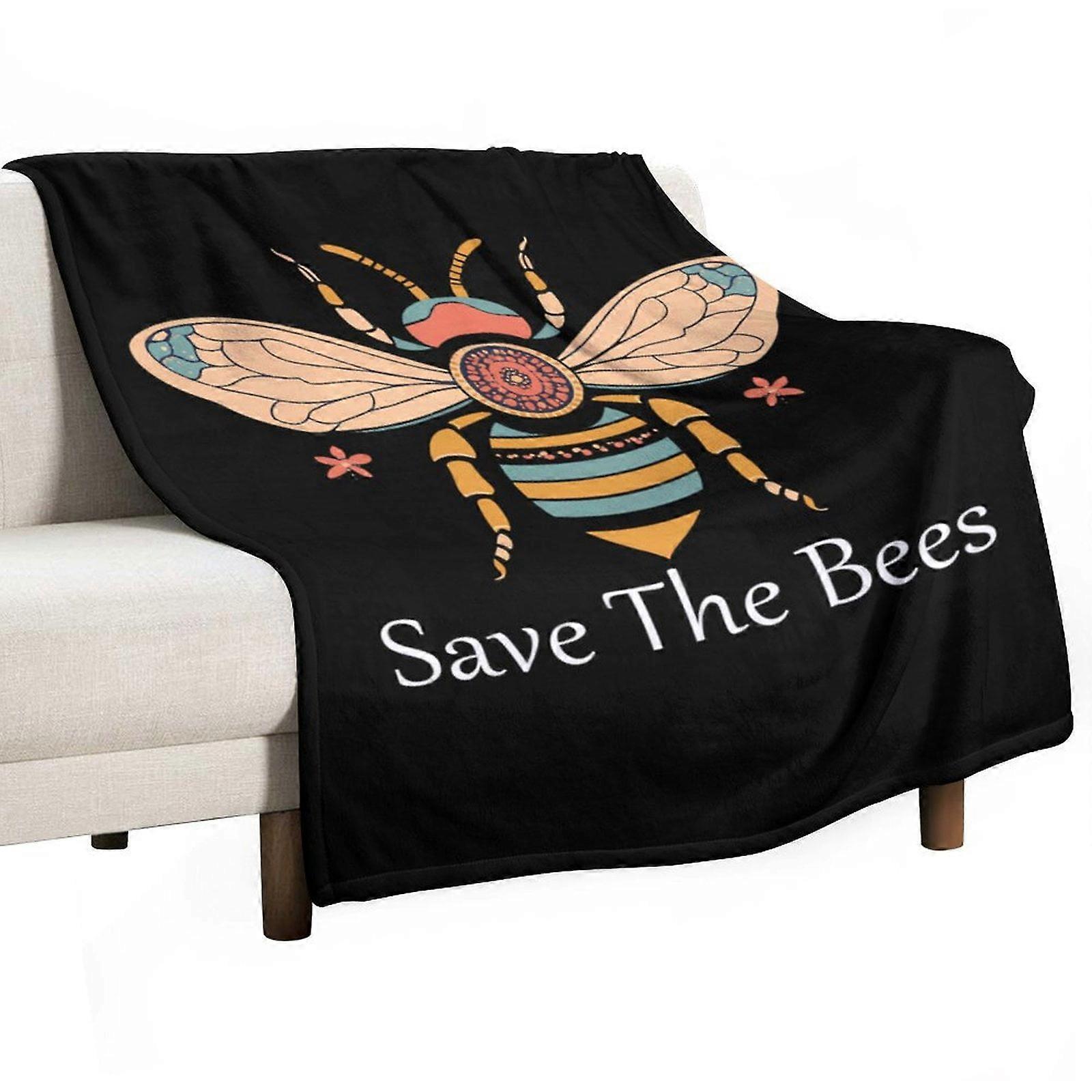 Save The Bees Super Soft Blanket Christmas Throw Blanket Flannel Microfiber Blankets for Couch Bed Sofa Fluffy and Warm 30"x40"