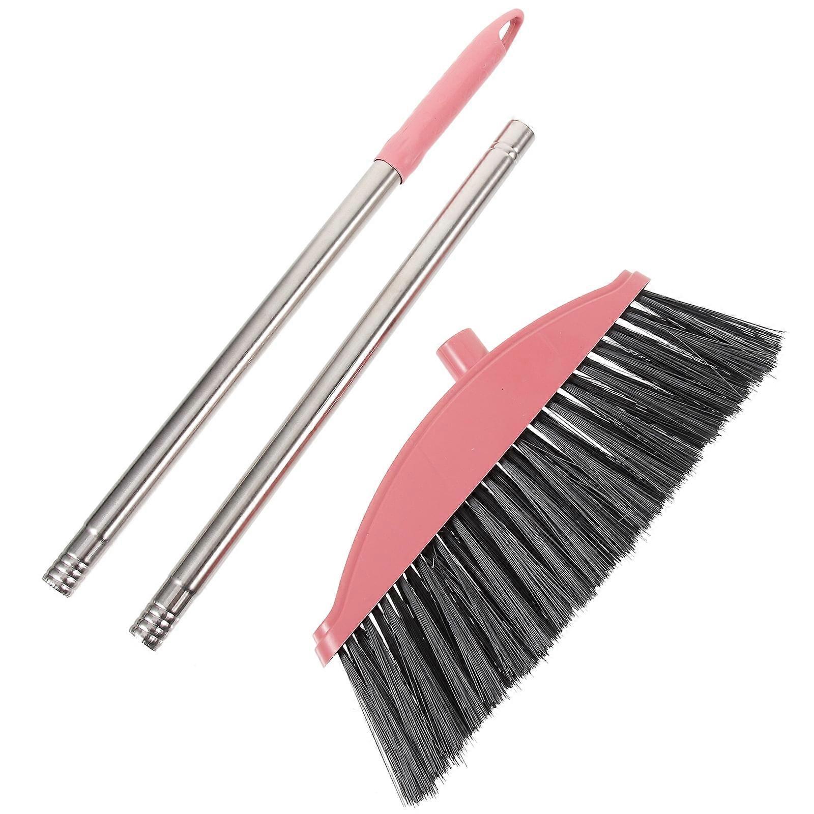 Pink Broom Sweeping Brooms Long Handle Dustpan Foldable Office