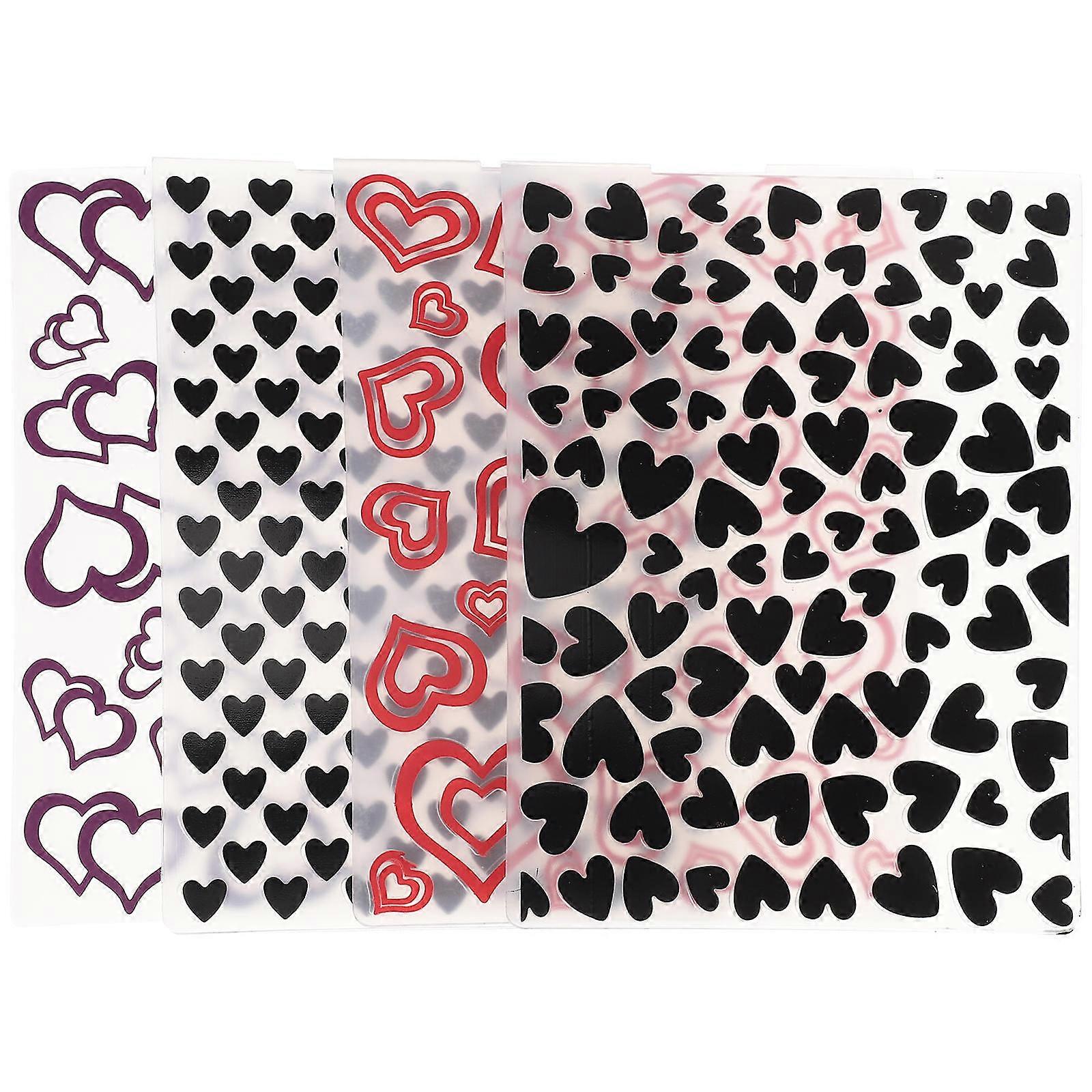 Embossing Stencil 4Pcs Plastic Templates For Scrapbook Lovers Perfect For Valentine'S Day Gift Making Assorted Color Design Durable Use