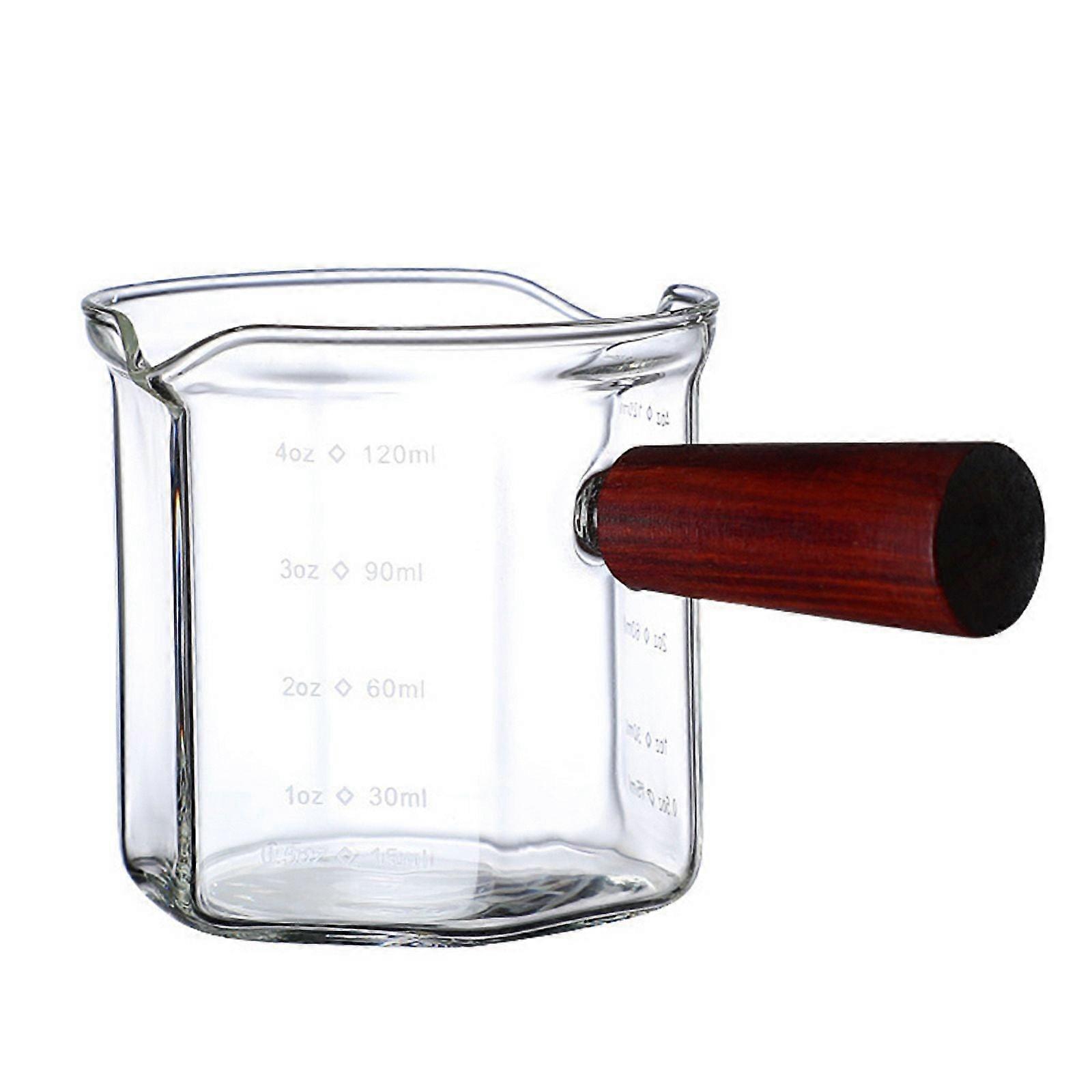 Wood Handle Glass Espresso Measuring Cup