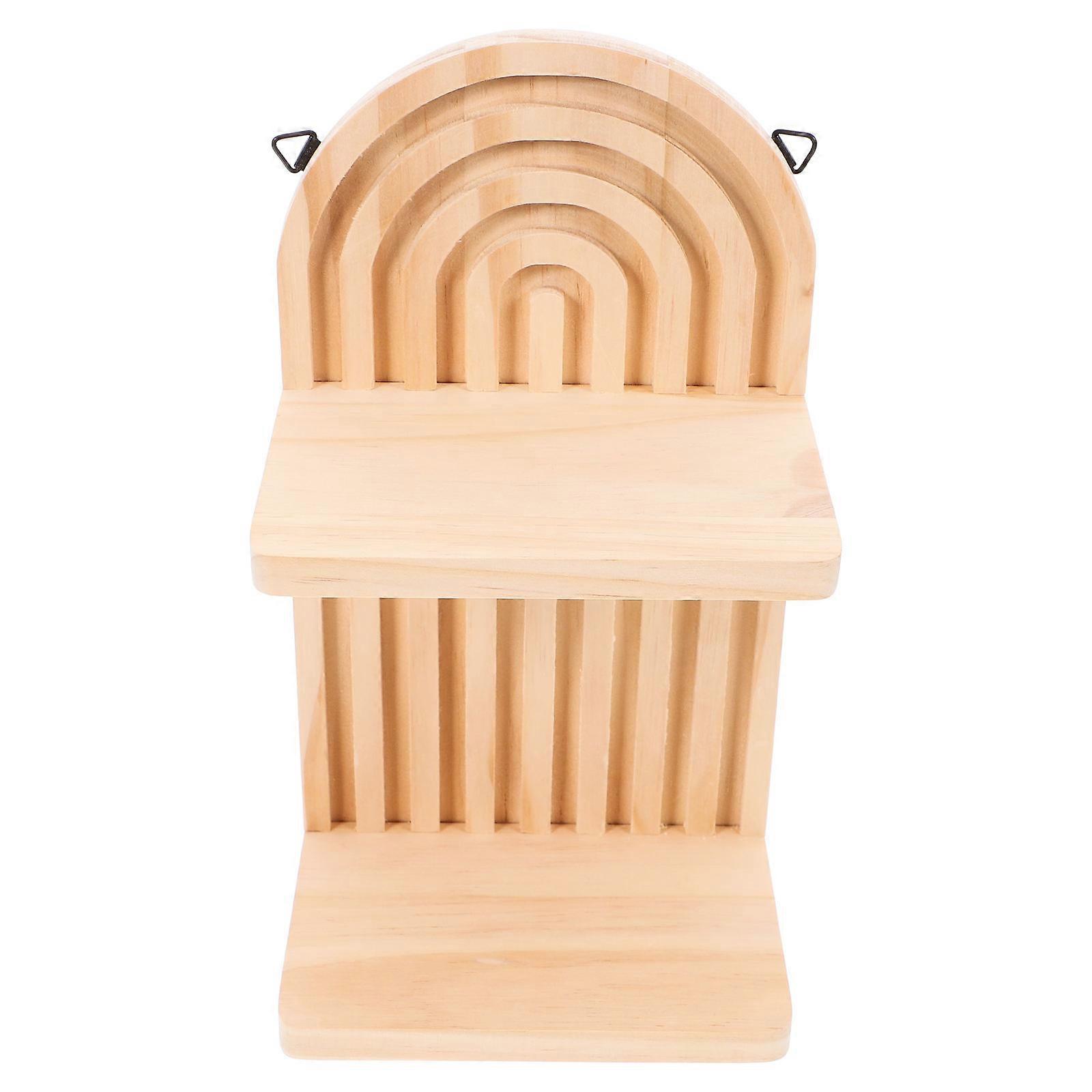 Bathroom Floating Shelf for Storage Wooden Double Layer Rack