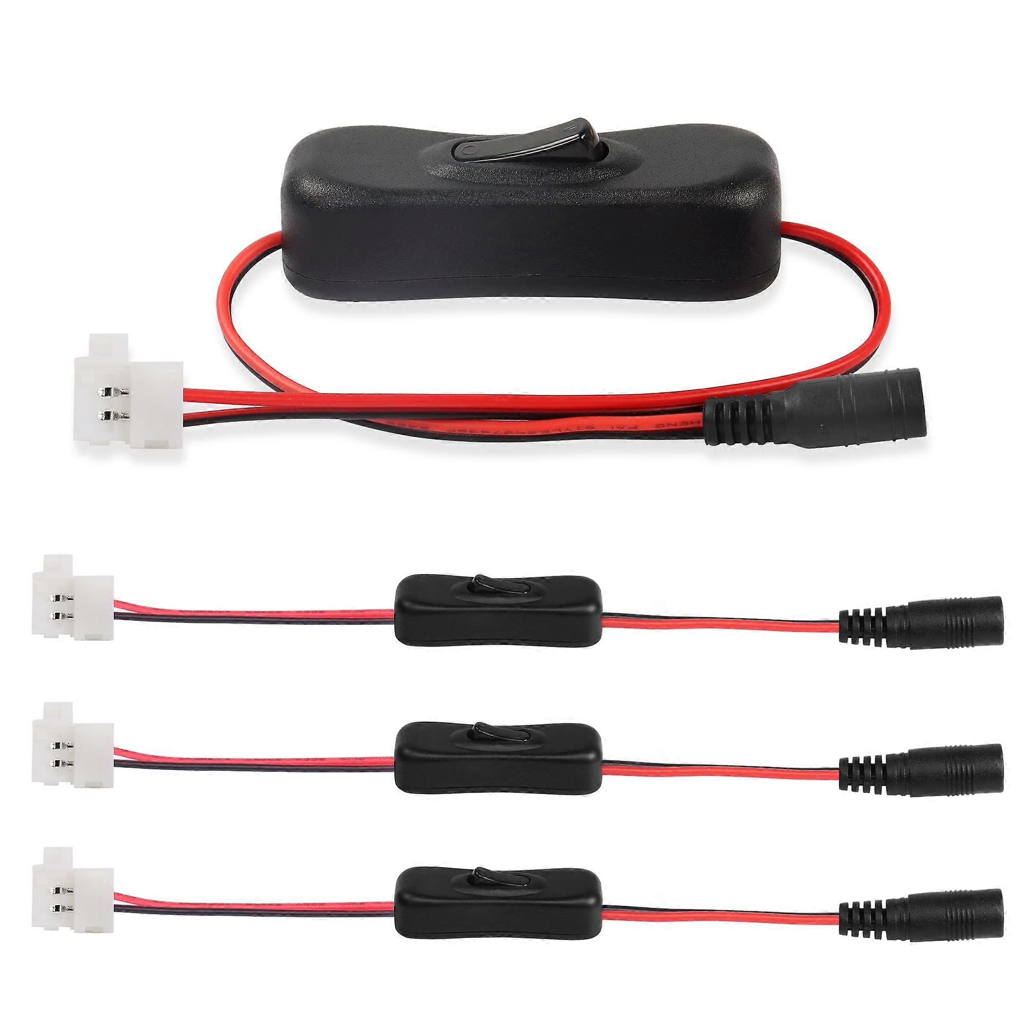 8mm 2 Pin LED Strip Connector with Switch, DC 5.5x2.1mm Solderless Clip for 3528 5050 Light Bars, 4 Pack