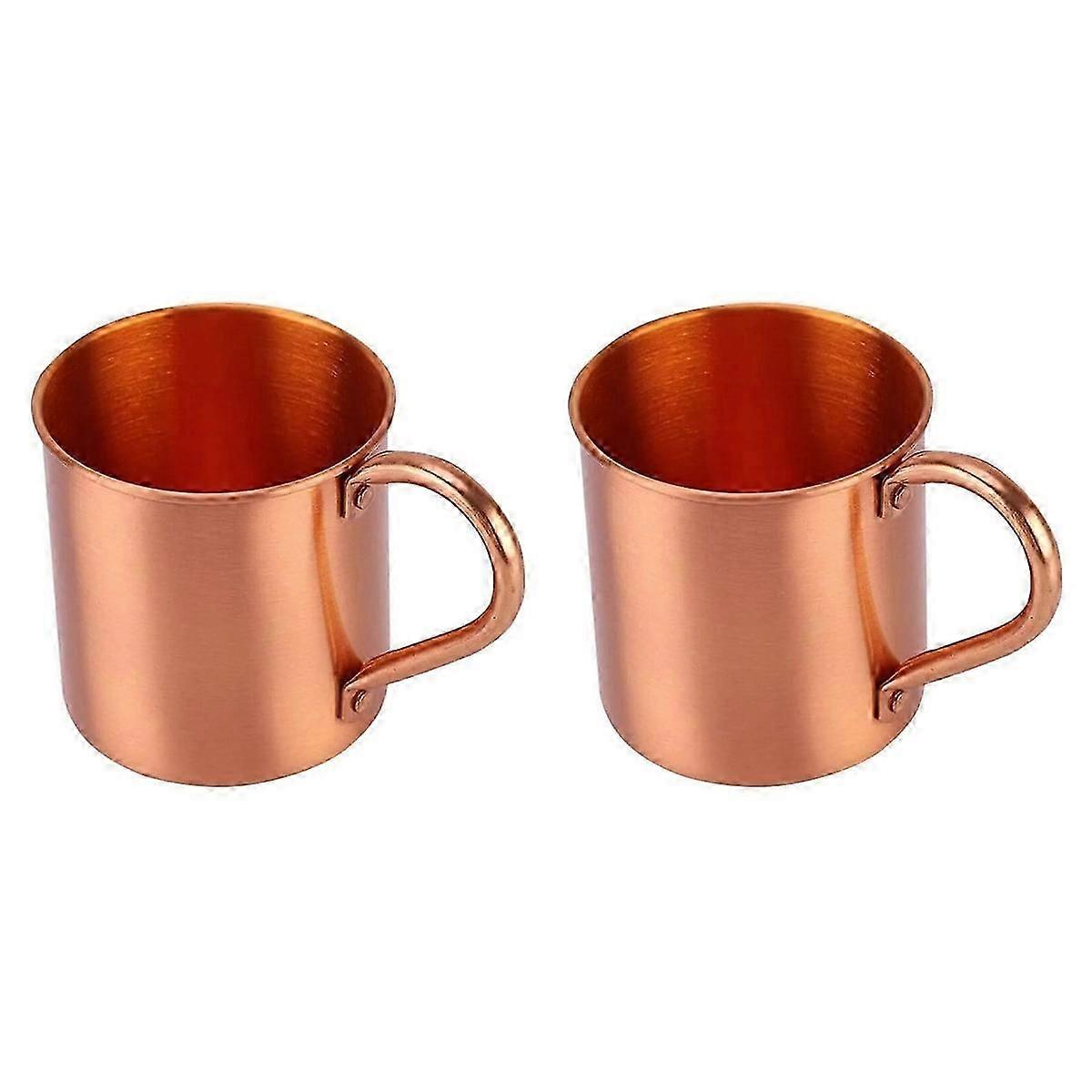 Copper Mugs (410Ml), 2Pc Set, Handcrafted Solid Copper, No Lining, Smooth Rounded Lip, Ergonomic Handle
