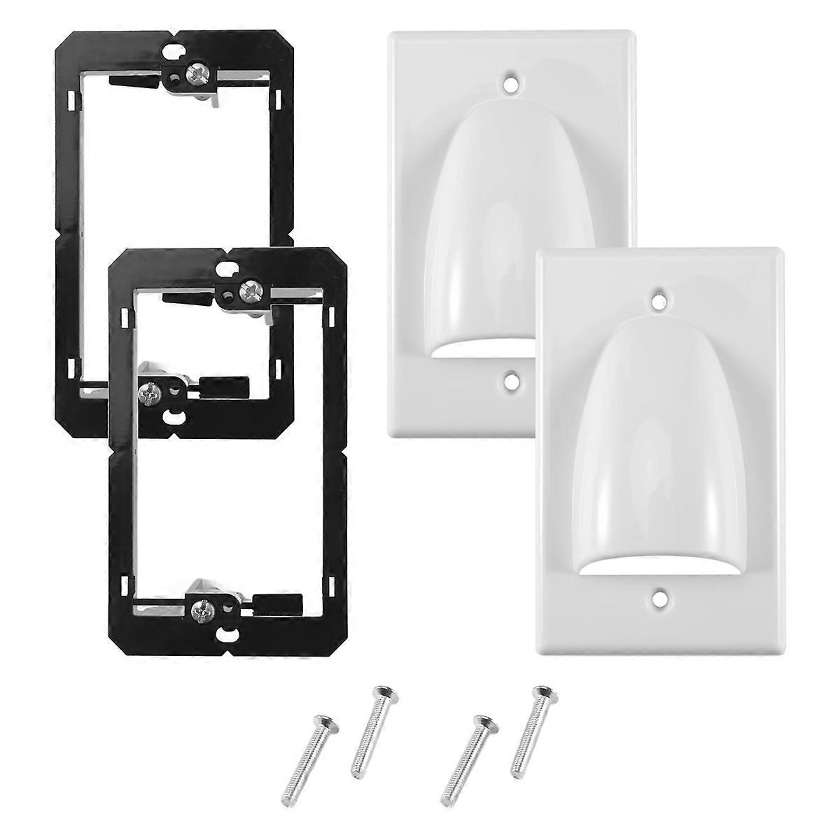 Single Gang Bundled Cable Wall Plate 1-Gang with Bracket (2-Pack, )