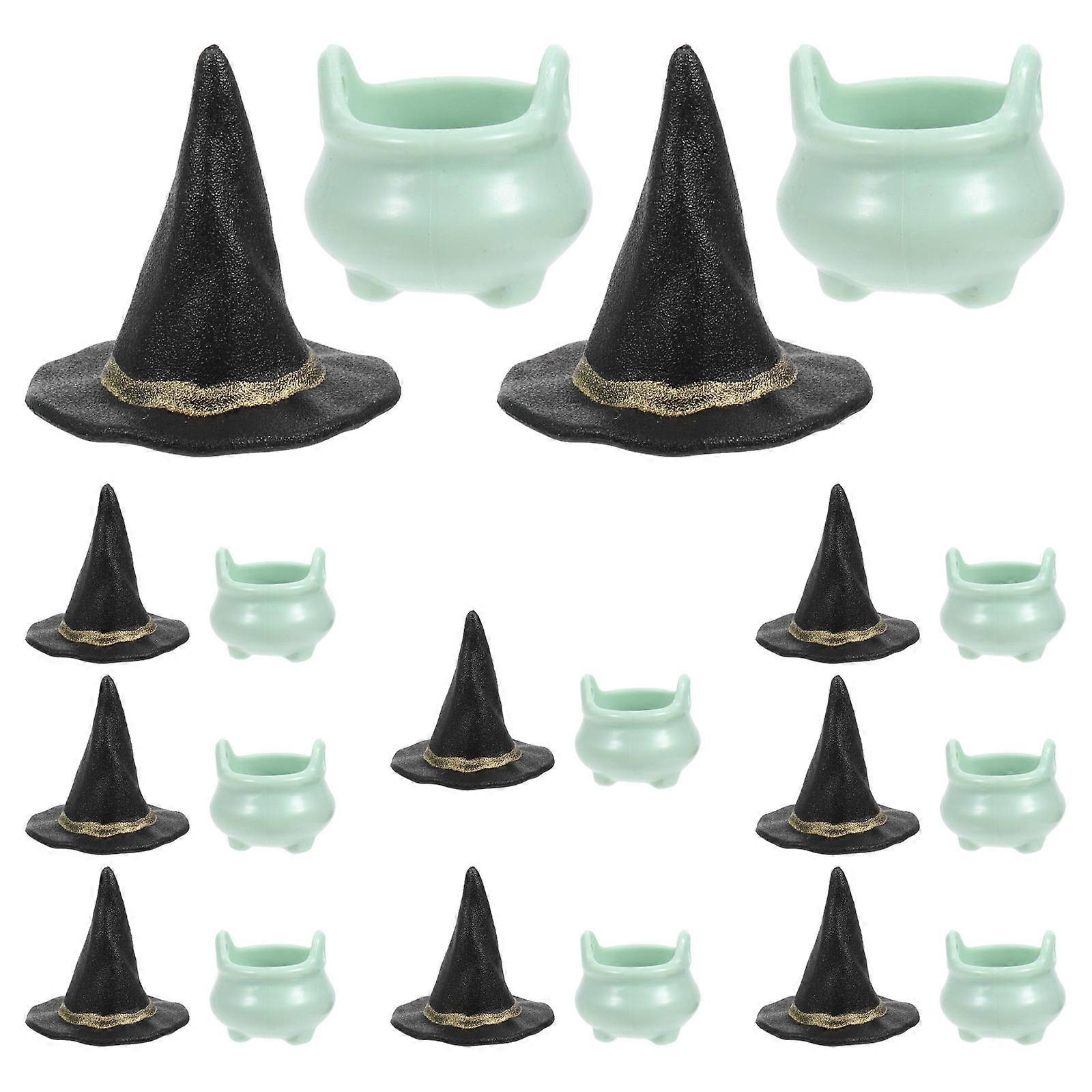 Halloween Miniature Cauldron and Witch Hat Design for Decoration 1Set